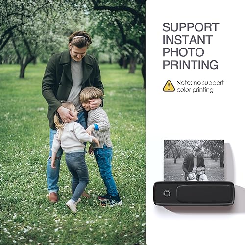 Miniatura 9 de Bisofice Impresora portátil de impresión térmica inalámbrica para viajes, impresora sin tinta compatible con teléfonos móviles y PC, compatible con