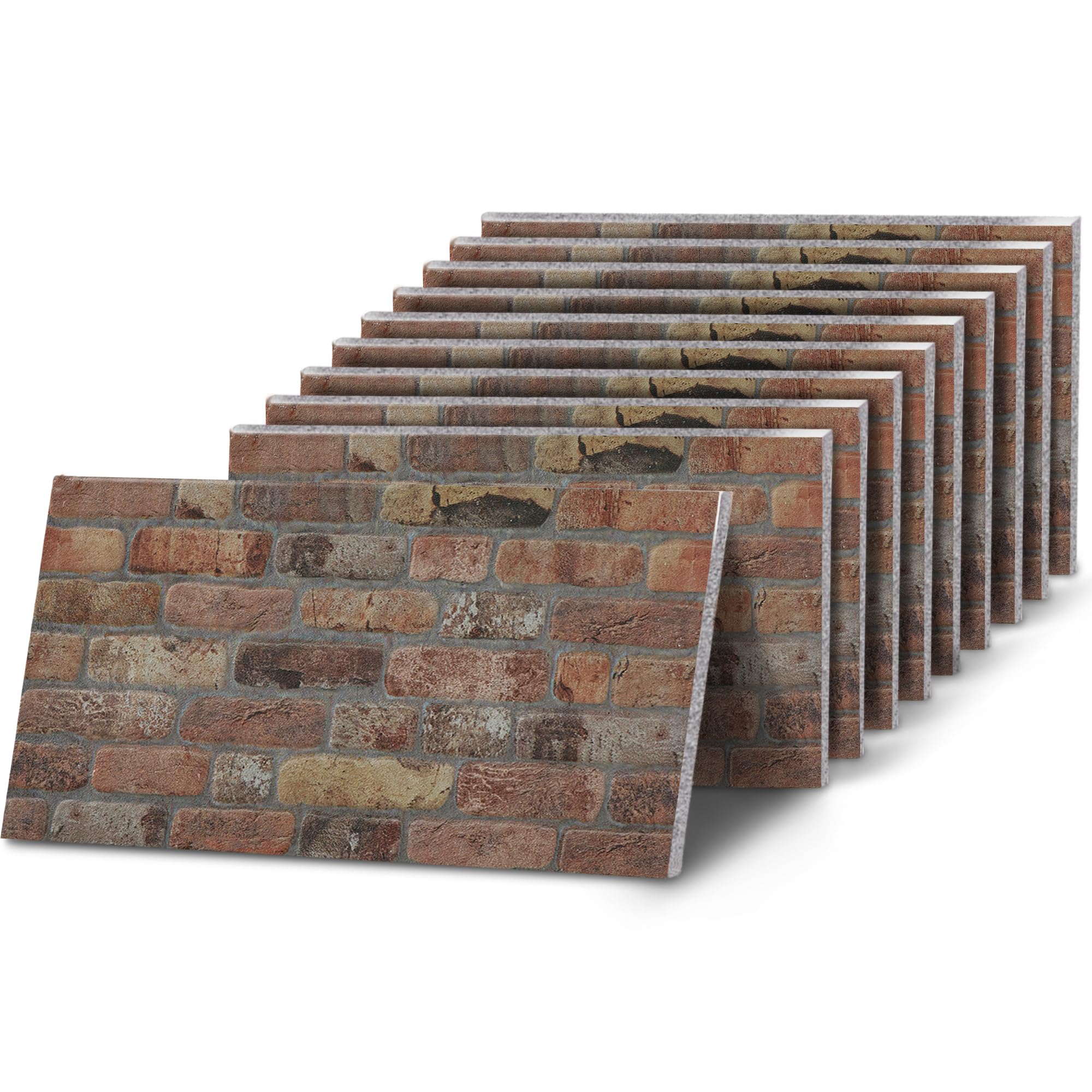 K&B Panels 3D Wall Panels, Rustic Brick Effect Styrofoam Wall Panels, Lightweight, Easy to Install, Dual Insulation to Reduce Acoustic Noise, Indoor & Outdoor (Heritage Brown) (10 Panels)