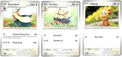 Stoutland 172/197 - Llamas de obsidiana - Lote de 3 cartas Pokemon Evolution