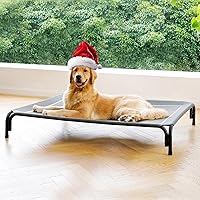 Vista 10 de Cama Elevada para Perros Catre Elevado para Perros al Aire Libre para Perros Medianos, la Instalación No Requiere Herramientas, Marco con Malla Negro