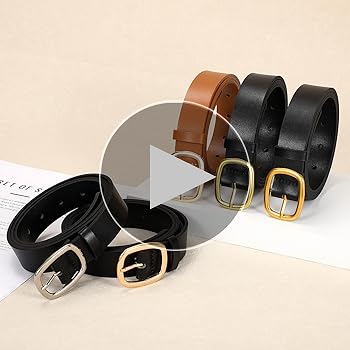 WHIPPY Women Leather Belt Casual Fashion Gold Buckle Leather