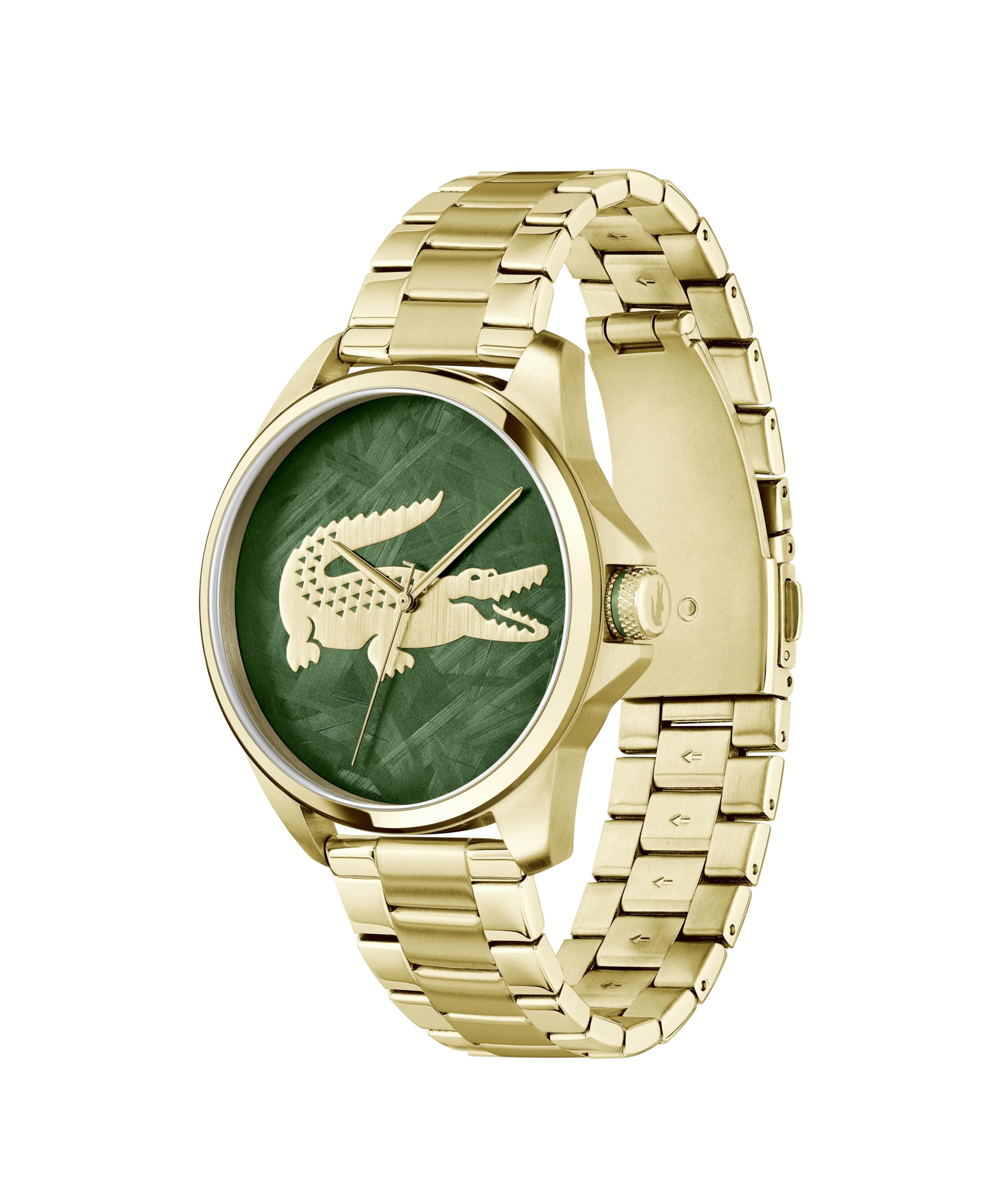 Lacoste Uhr mit DREI-Zeiger-Quarzwerk für Herren Kollektion LE Croc mit Silbernem, Goldfarbenem oder Schwarzem Edelstahlarmband