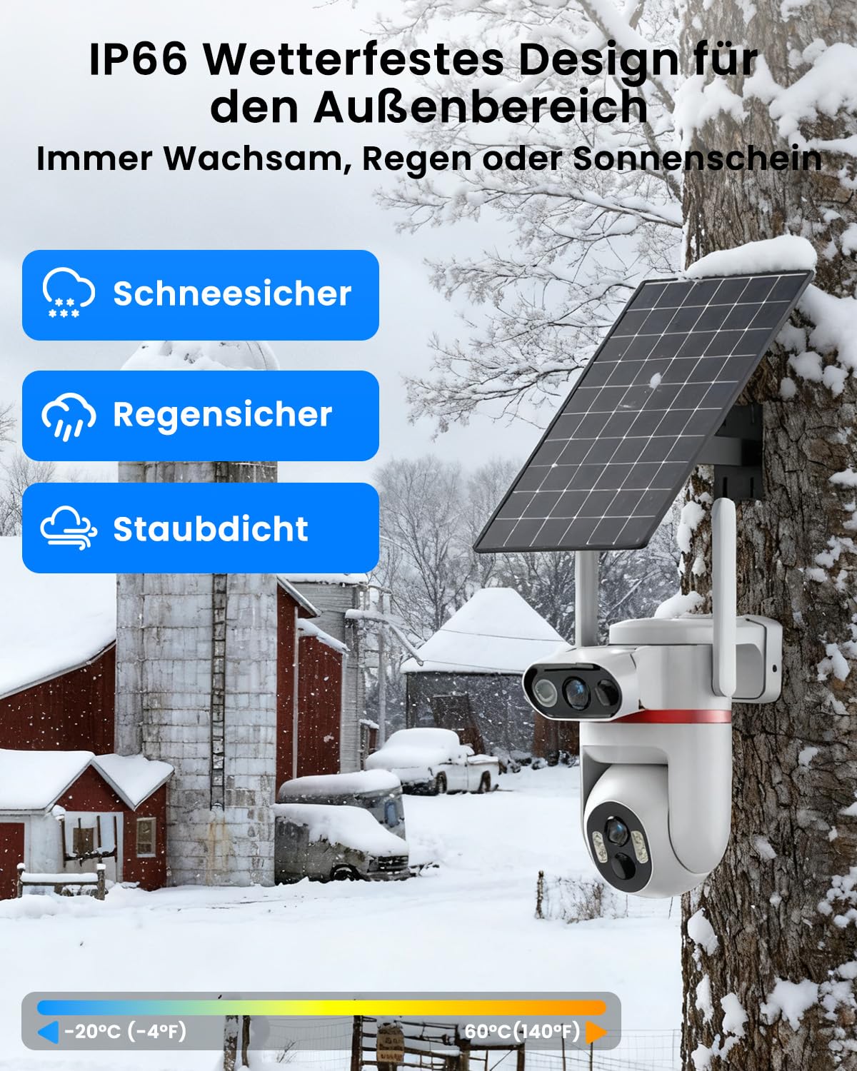 UCOCARE 4G LTE Solar-Überwachungskamera mit SIM-Karte, 24H Aufzeichnung AOV
