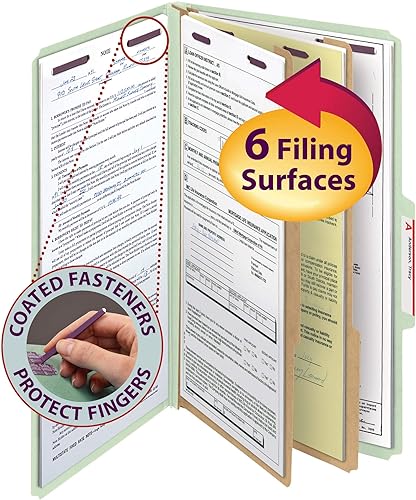 Miniatura 9 de Smead Carpeta de archivos de clasificación de tablero prensado con sujetadores SafeSHIELD, 2 divisores, expansión de 2 pulgadas, tamaño legal,