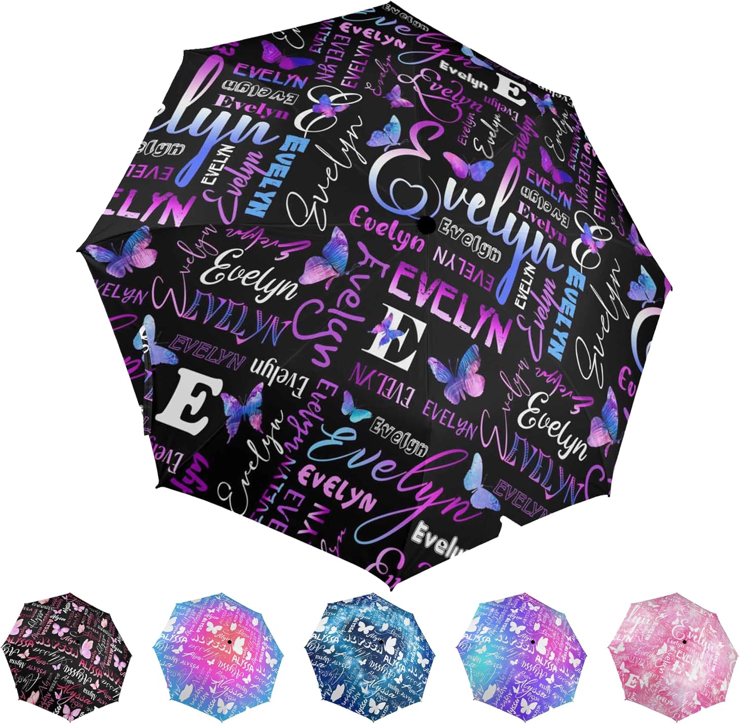 InterestPrint Custom Umbrellas Personalized Umbrella with Name Princess Pink Foldable Design Your Own Umbrella for Rain/Sunny