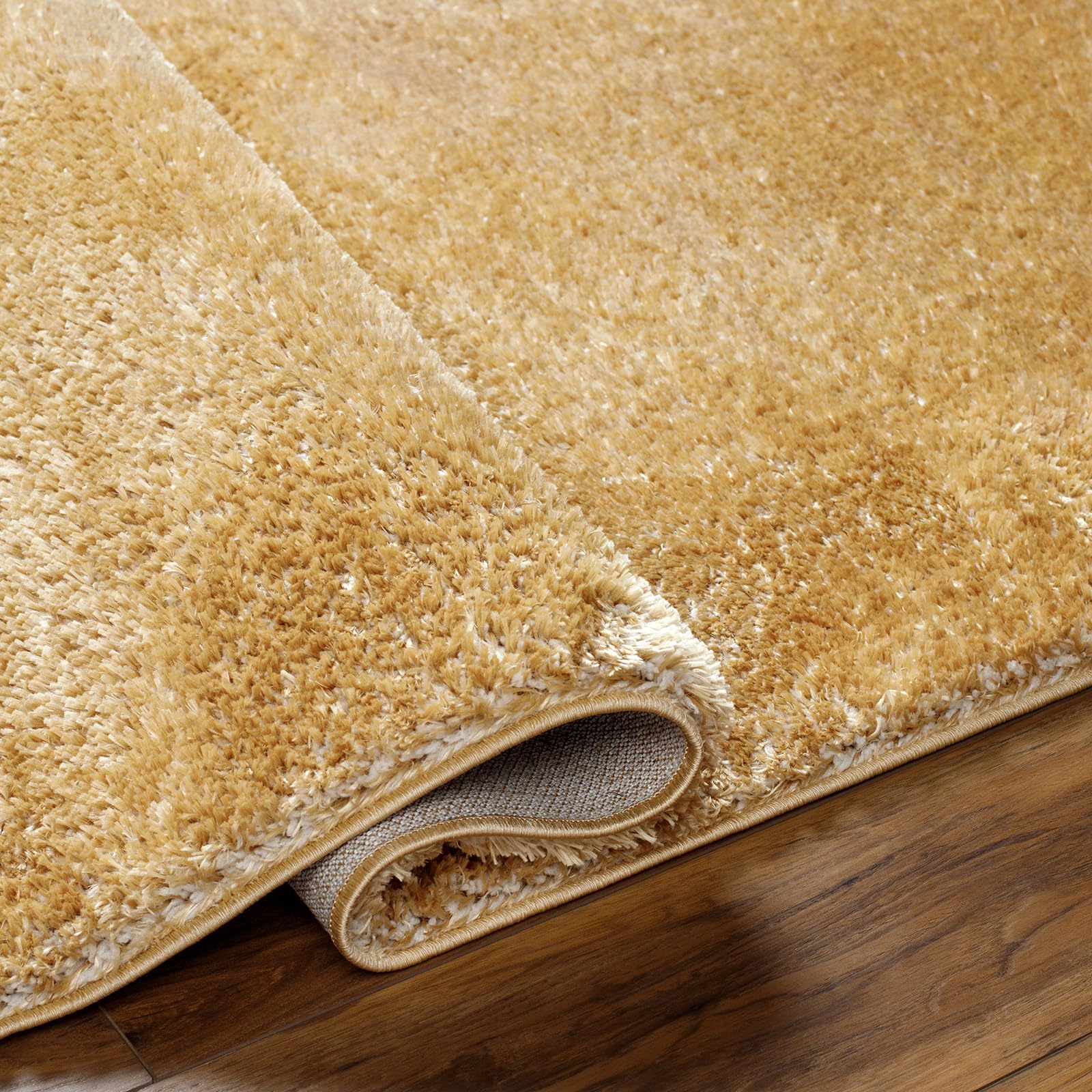 Surya Livabliss Tapis à Poils Longs Moderne berbère Doux pour Chambre à Coucher et Salon - Style bohème Neutre - en Peluche épaisse - Facile d'entretien - Jaune - 160 x 213 cm