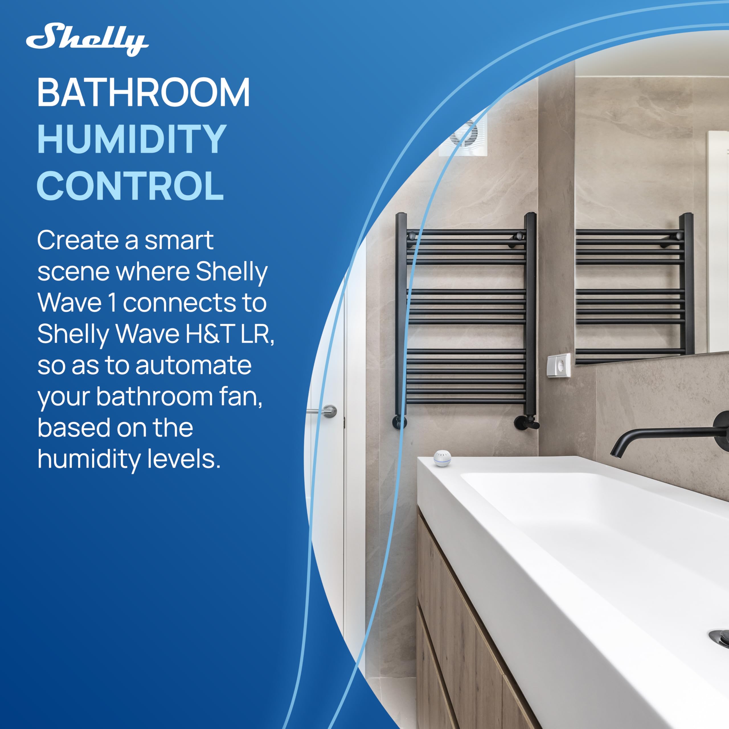 Shelly Wave H&T US White US LR, Z-Wave Long Range Indoor Smart Temperature & Humidity Monitor, Compatible with Alexa, Google Home, SmartThings, Home Assistant, Free Data Storage, Remote Monitoring