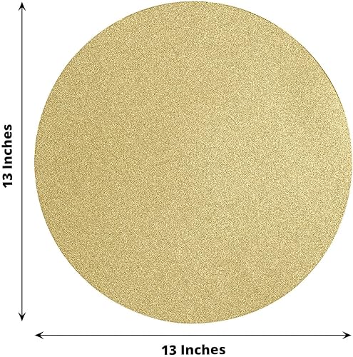 Miniatura 3 de Efavormart - Paquete de 20 manteles individuales de papel redondos con purpurina dorada de 13 pulgadas, manteles desechables para mesa de comedor,
