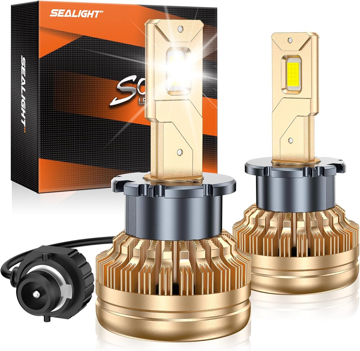 SEALIGHT D4S LED Bulbs, 6000K Cool White for HID Assembly, HID Bulbs Replace 66440 42402 42402WX (‎42402C1) with 14000RPM Cooling Fan Fog Light Bulbs, Pack of 2