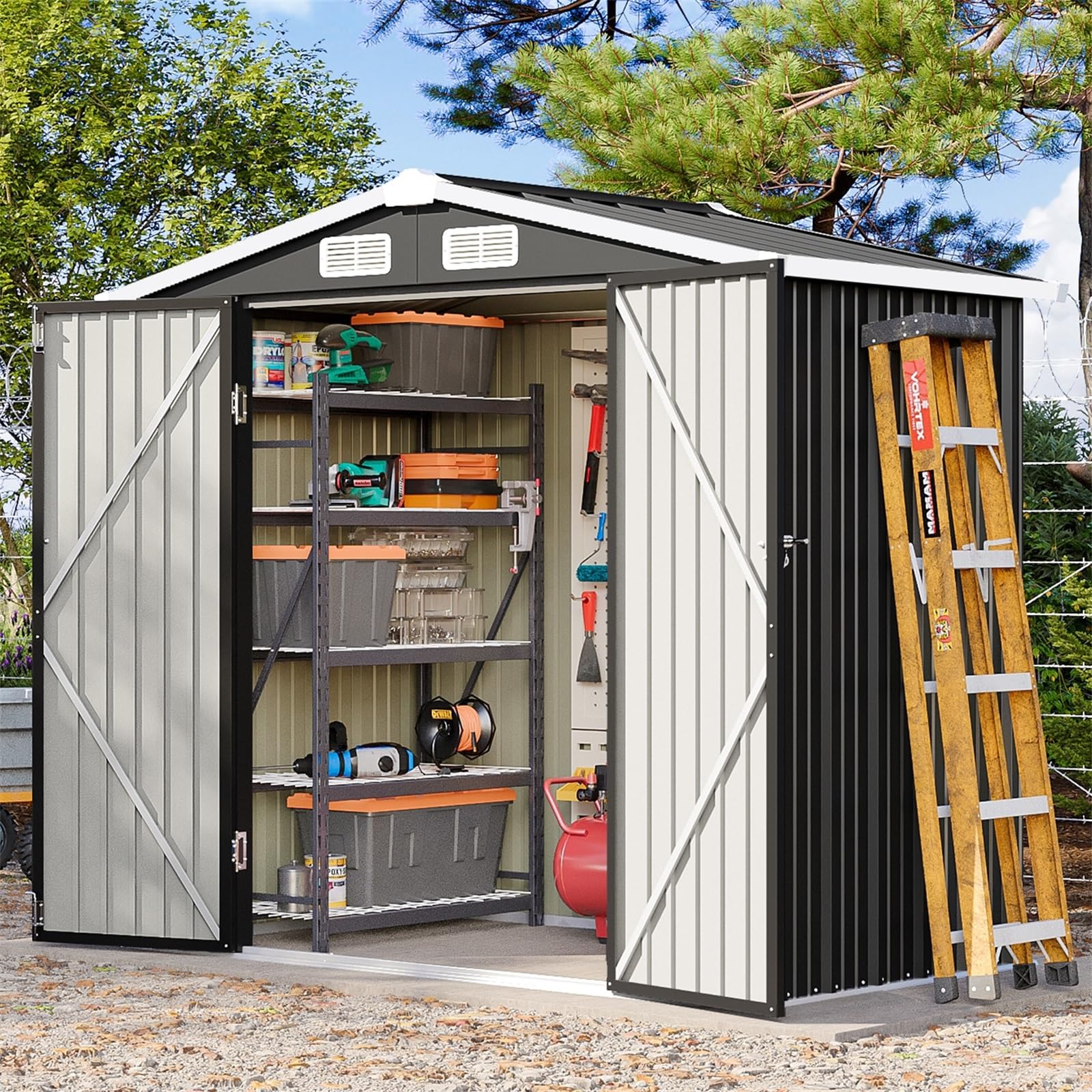 Amazon.com : Breezestival 6x4FT Outdoor Storage Shed, Metal Garden