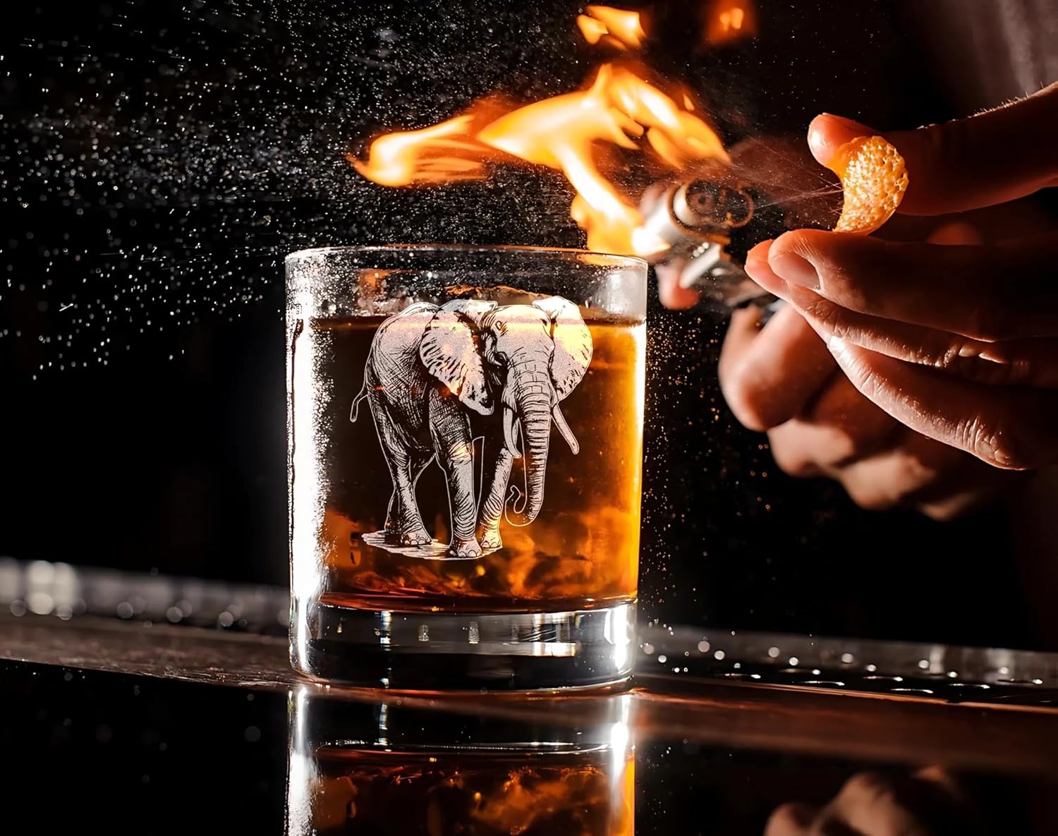 Elephant Vintage Engraved Whiskey Glass - Wildlife Themed Gift - Unique Birthday Gifts For Friends And Family - Elephant Lovers Gift - Vintage Old Fashioned Glass - Decor For Bar - Image 2