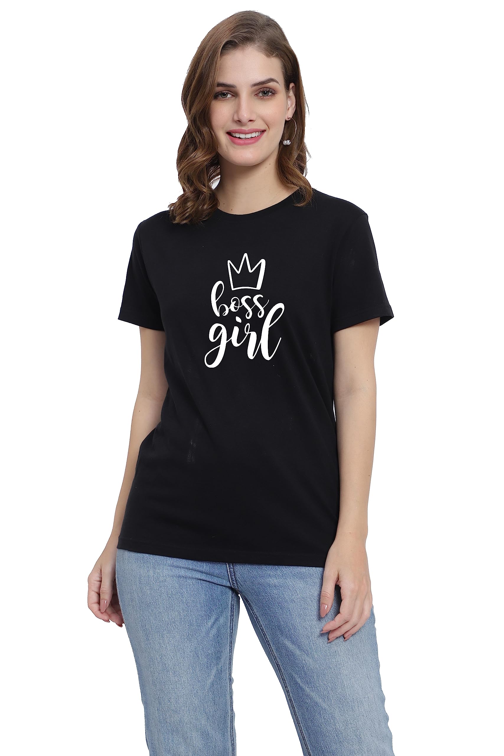 Boss Girl Printed Tshirt For Women Slogan Quote Written Funny