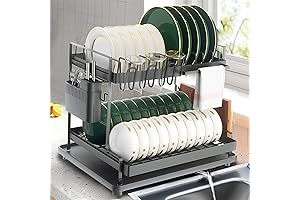 2 Tier Dish Drying Rack with Cutlery Holder - Essential Kitchen Storage Solution