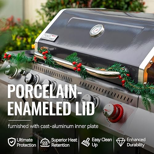 Miniatura 21 de Royal Gourmet GA5404H - Parrilla de gas propano de 5 quemadores con quemador lateral y estante de calentamiento, parrilla de barbacoa al aire libre