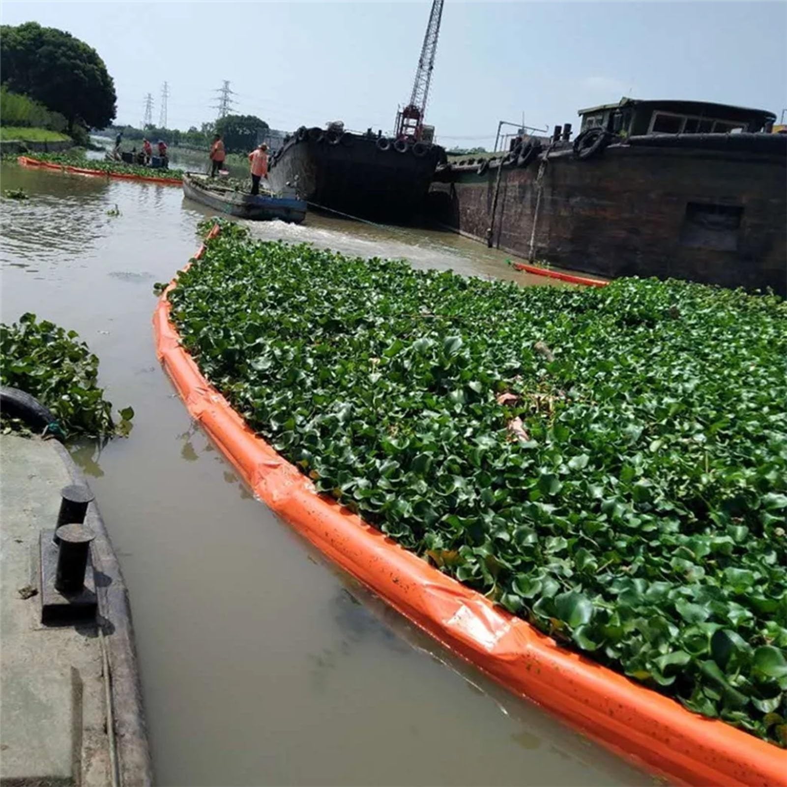 DUANHOZ PVC Oil Boom,Industrial PVC Oil Spill Containment Boom for Rivers & Lakes, 20m (65.6ft) Long, 75cm (29.5") High, Orange Floating Flood Interception Barrier for Ships