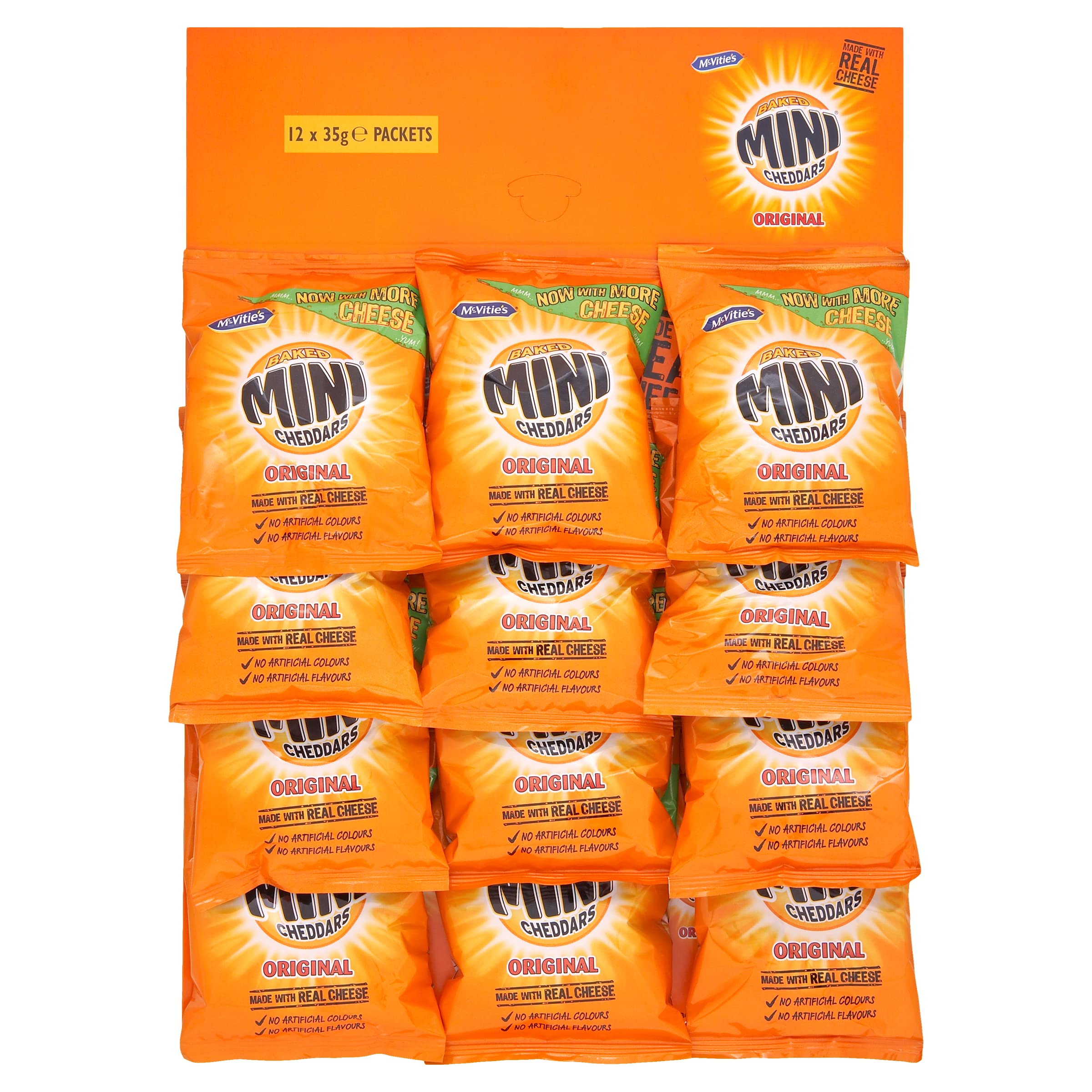 JACOB'S Mini Cheddars Original, Carded Packets, 12 x 35 g, 48 units in Total (Pack of 4)