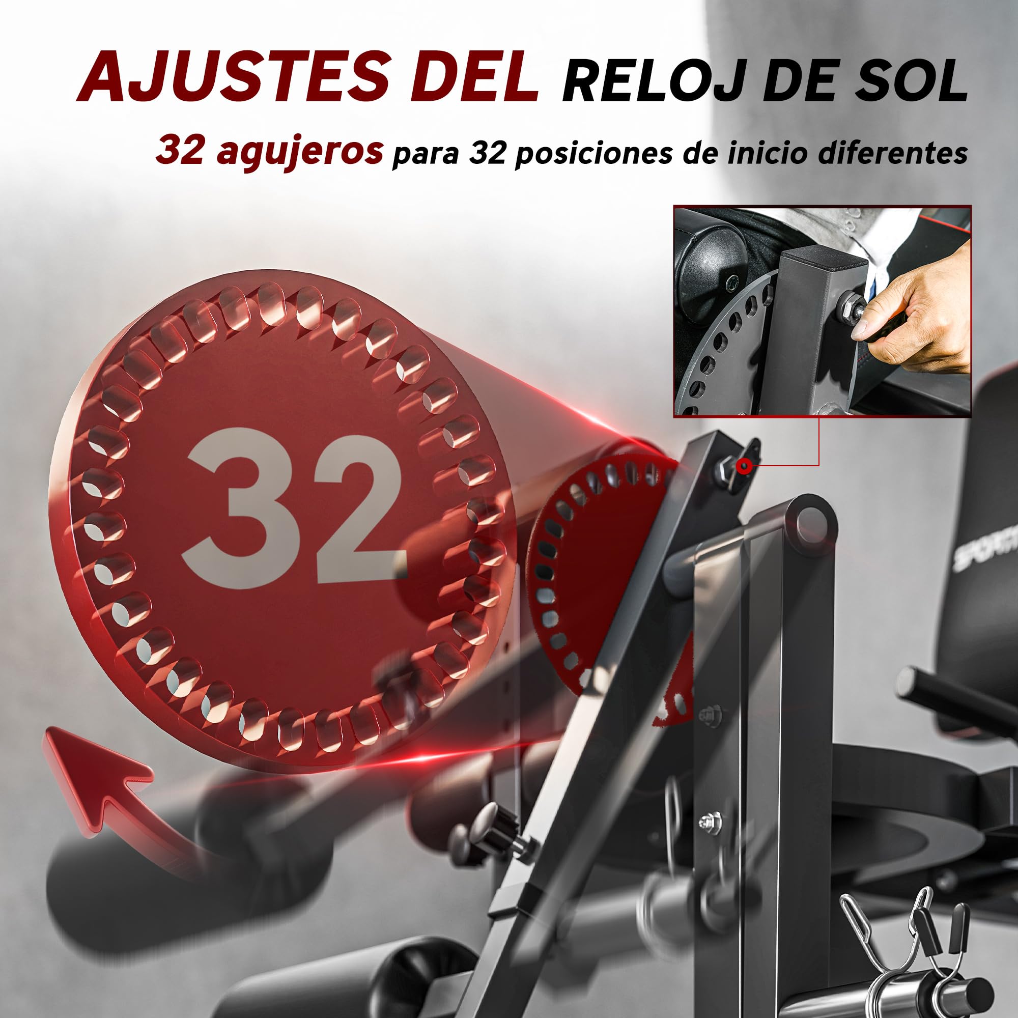 SPORTNOW Máquina de Extensión y Curl de Piernas Ajustable Casa Gimnasio | Máquina de Estiramiento de Piernas con Carga de Placas, Entrenamiento de Cadera Muslos y Pantorrillas