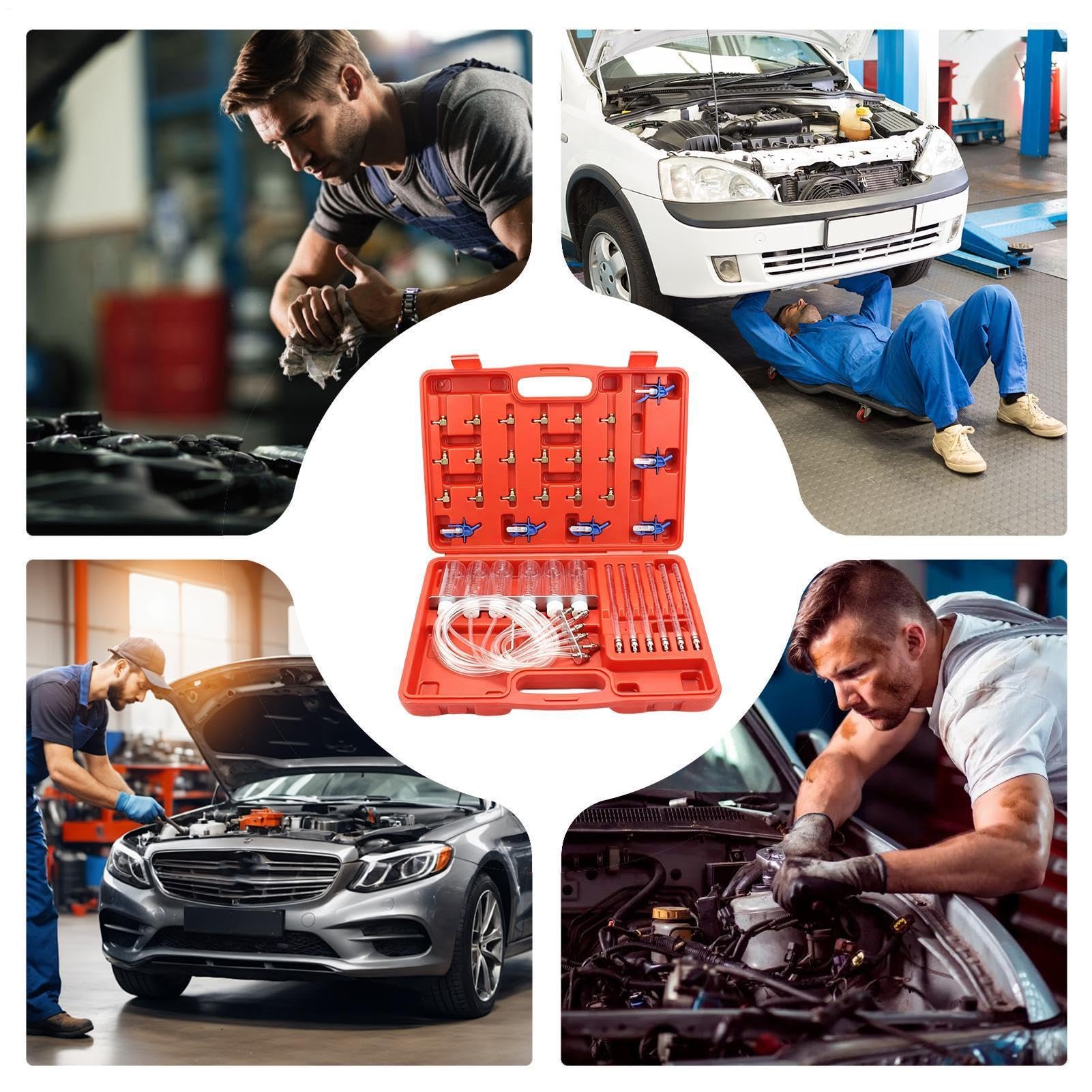 Kit De Prueba De Presión De Herramienta Medidora Flujo para 6 Cilindros con | Probador de Compresión Motor Para Motores Coche Camión Moto Fueraborda Marino ATV Automotriz