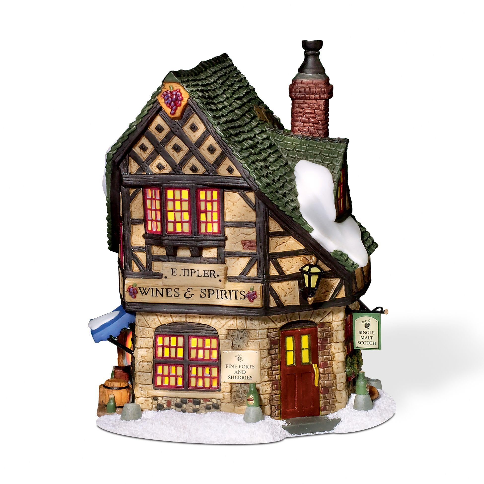 Department 56Dickens' Village E Tipler Agent Wine and Spirits Shop Lit Building, 6.89 Inch, Multicolor