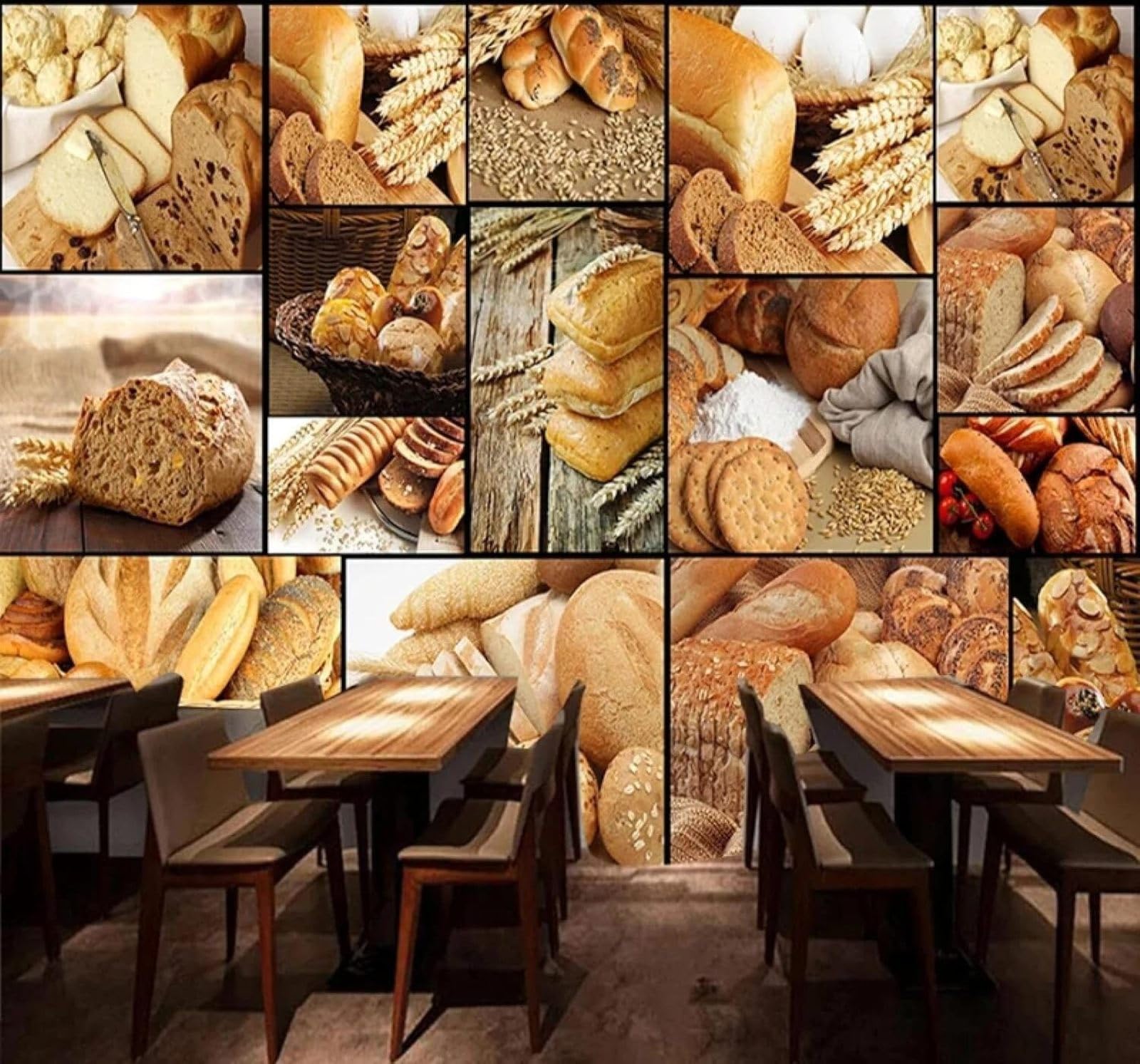 Xlming 300Cm×210Cm(B×H) Leisure Afternoon Tea Bread Patisserie Café 3D Wallpaper Luxury Home Dining Decor Paste Sofa Living Room The Wall For Bedroom Mural-300Cm×210Cm