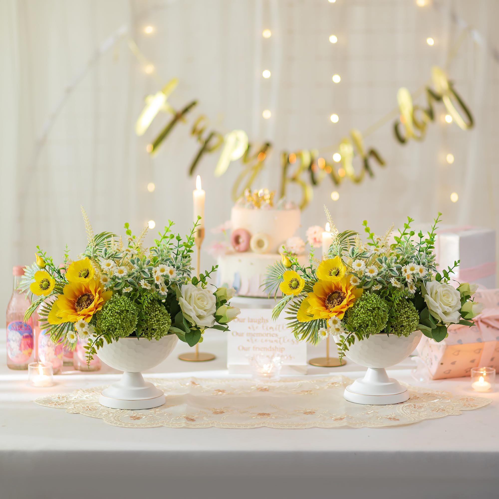 Sziqiqi Urne Vase Blanc Mariage 10pcs: Métal Centre de Table Mariage