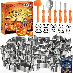 39 Pcs Halloween Pumpkin Carving Kit with Stencils and Tools