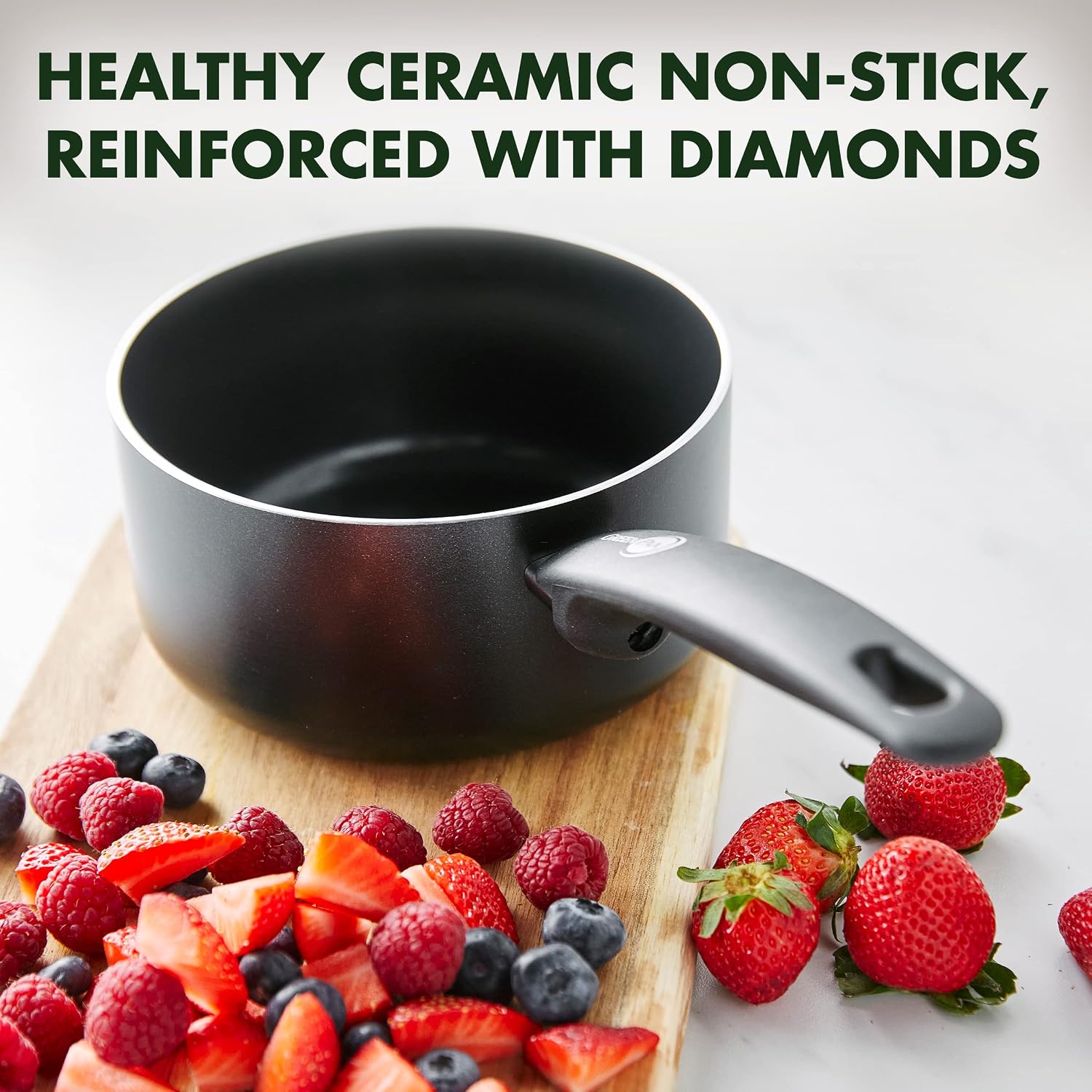 Greenpan Cambridge Non-Stick 16 cm/1.5 Litre Saucepan, PFAS Free, Black image 2