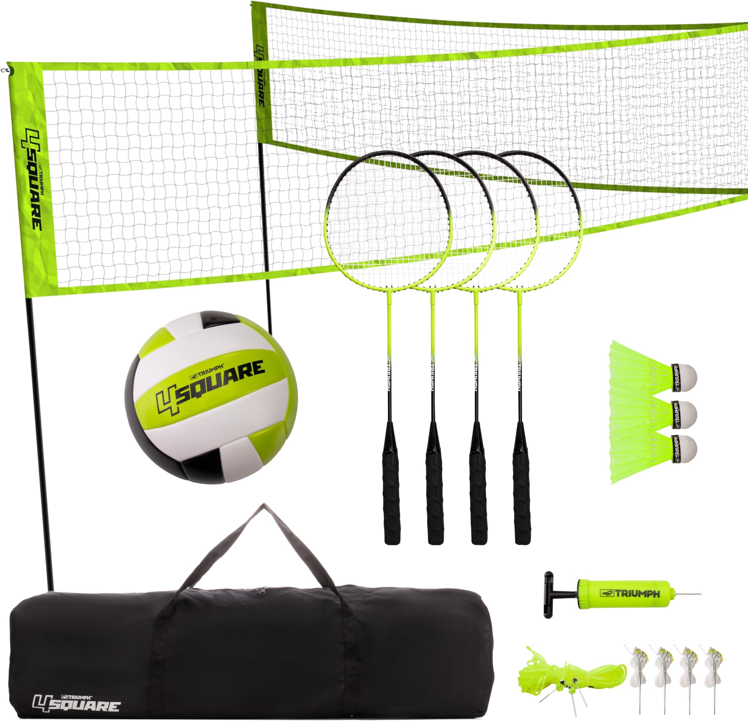 Triumph Sports 4 Square Volleyball/Badminton Combo and Pickleball Combo Accessories Included - Multiple Styles Available
