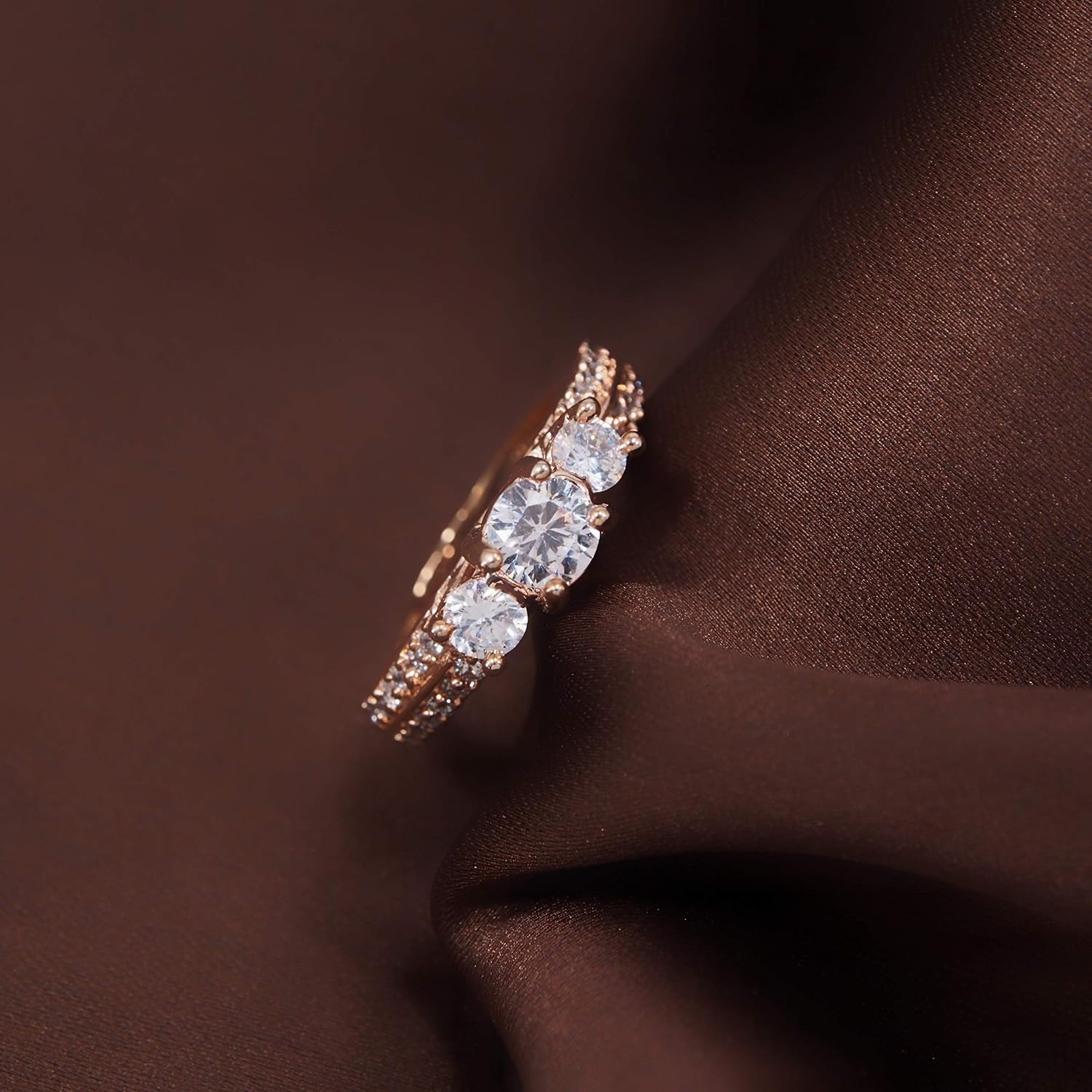 I Jewels Silver Plated Indian Bollywood Wedding Engagement Elegant Classy CZ Crystal Adjustable Designer Ring for Women and