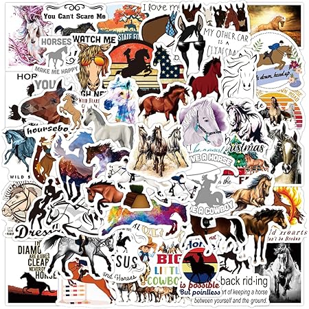 Amazon.com: Horseback Riding Stickers 50pcs Equestrian Stickers Vinyl ...