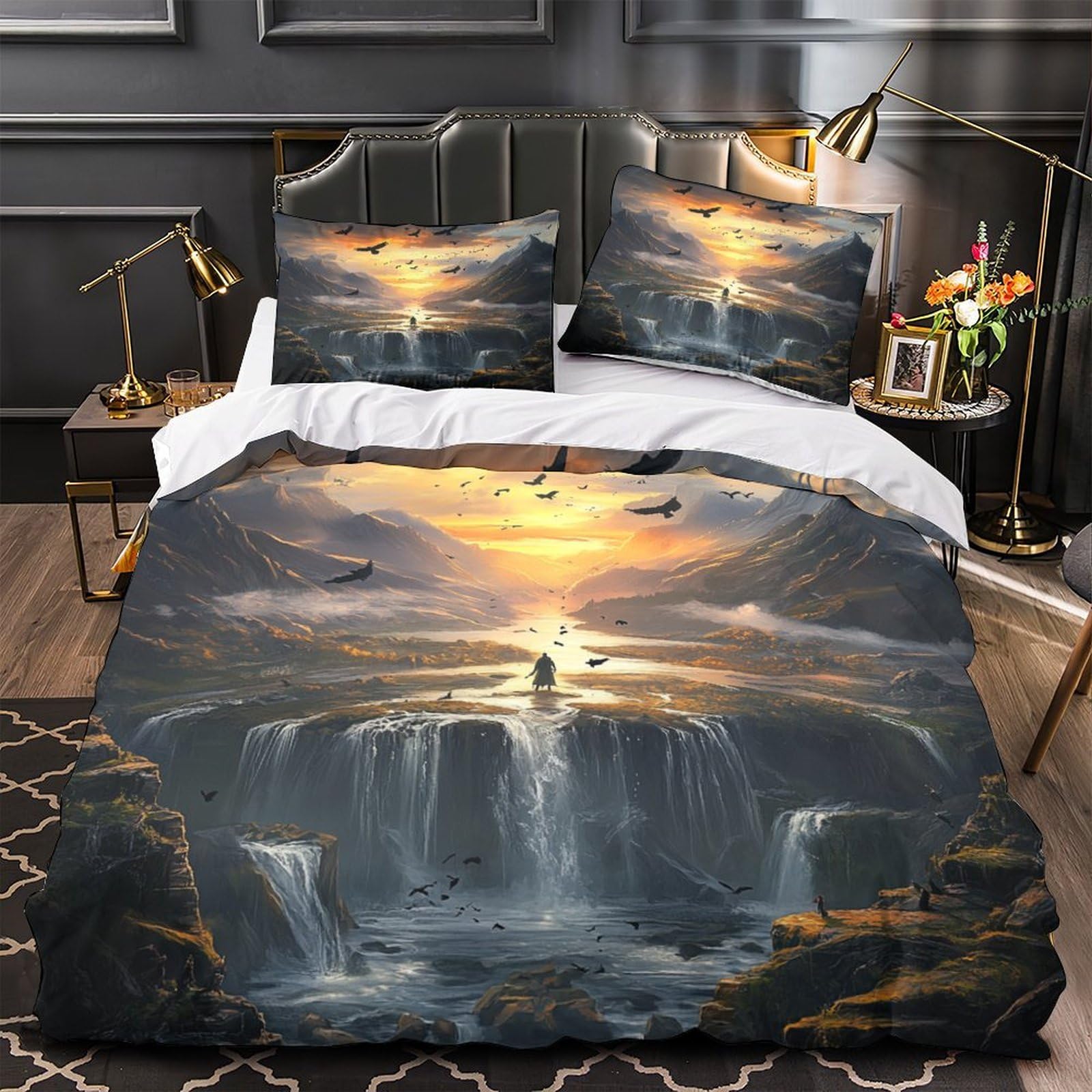 Drap de couette paysage fantastique 3D microfibre respirant 140x200cm pour lit 1 personne
