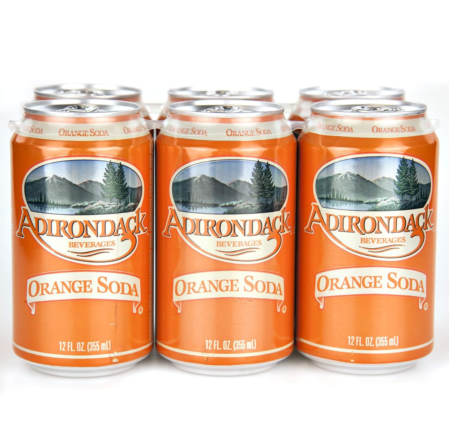 Adirondack Soda: Your Choice of Six Different Flavors- Case of Four/6 Packs 12 oz. Cans (Orange)