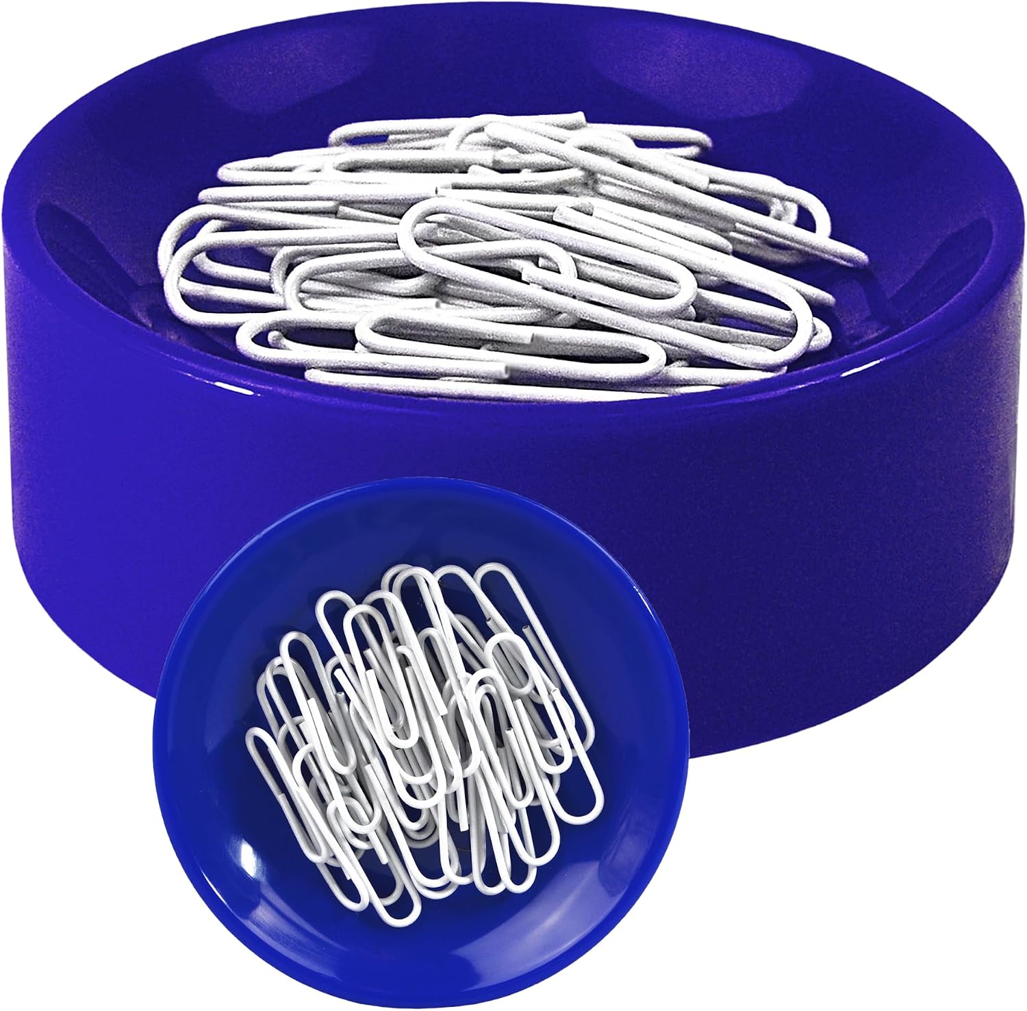 Blue Feather Products, Inc. Clipwell Magnetic Paper Clip Holder - Easy Toss & Pick-Up - Holds Various Metal Parts - Powerful Sweep-Up Magnet - Ideal Locker Accessory & Home & Office Organizer - White