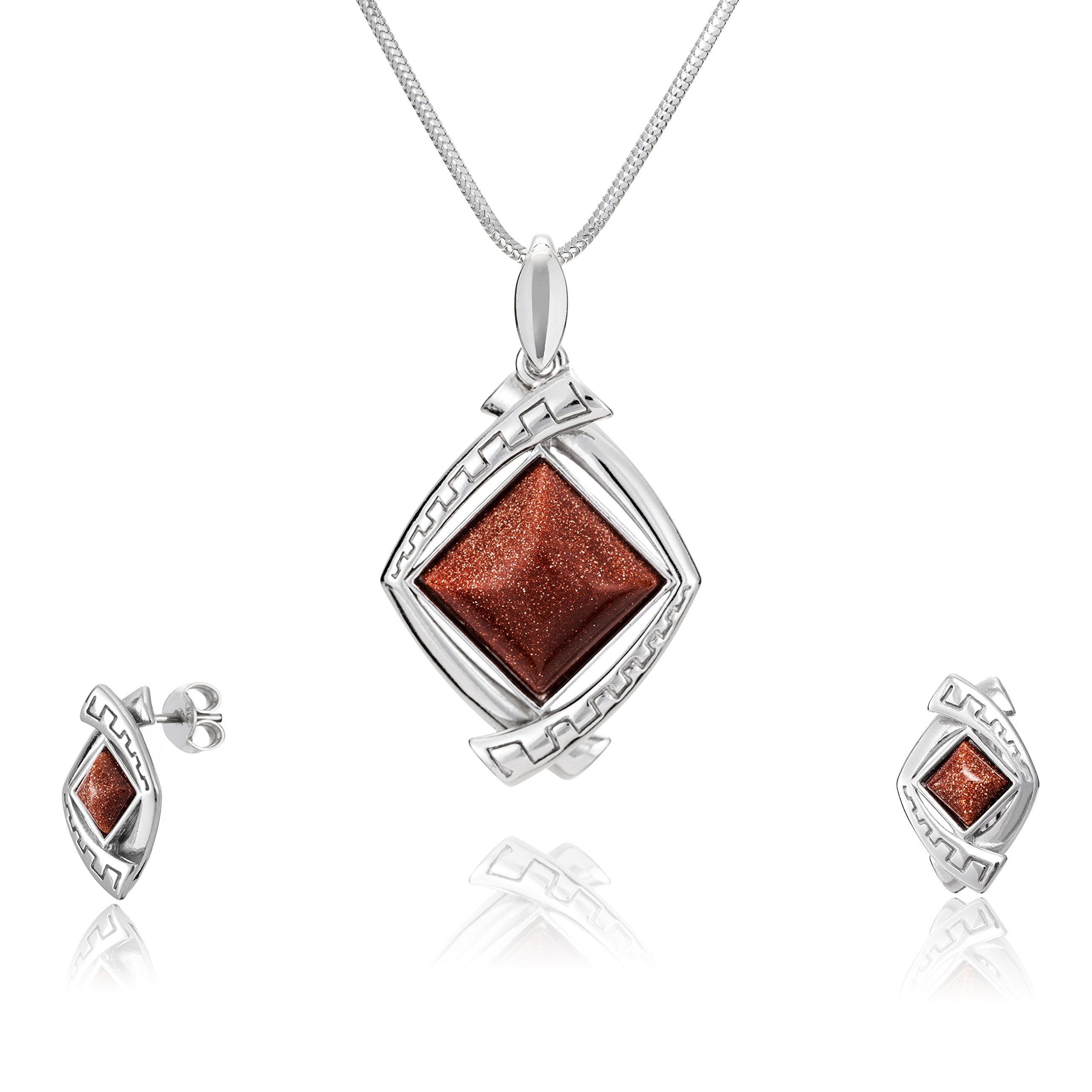 LillyMarie damas Plata 925 Gold River Remolque marrón Longitud-ajustable Caja de la joyería Regalo de mujer