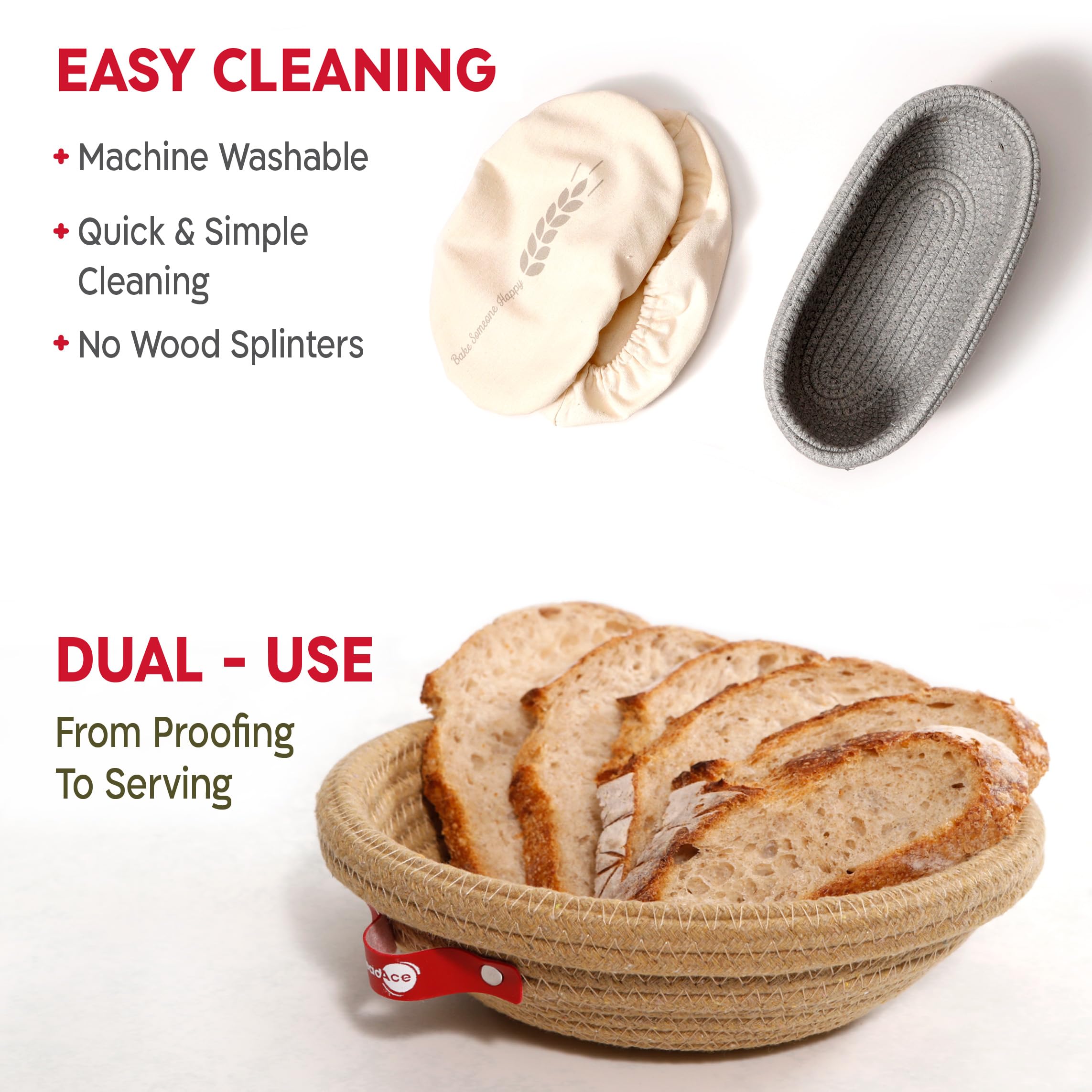 KneadAce Kit de démarrage au levain – Bocal de démarrage de 680,4 g, 2 paniers en corde de coton, lame à pain magnétique pour marquer – Cadeau pour boulangers et ensemble complet de cuisson du pain au