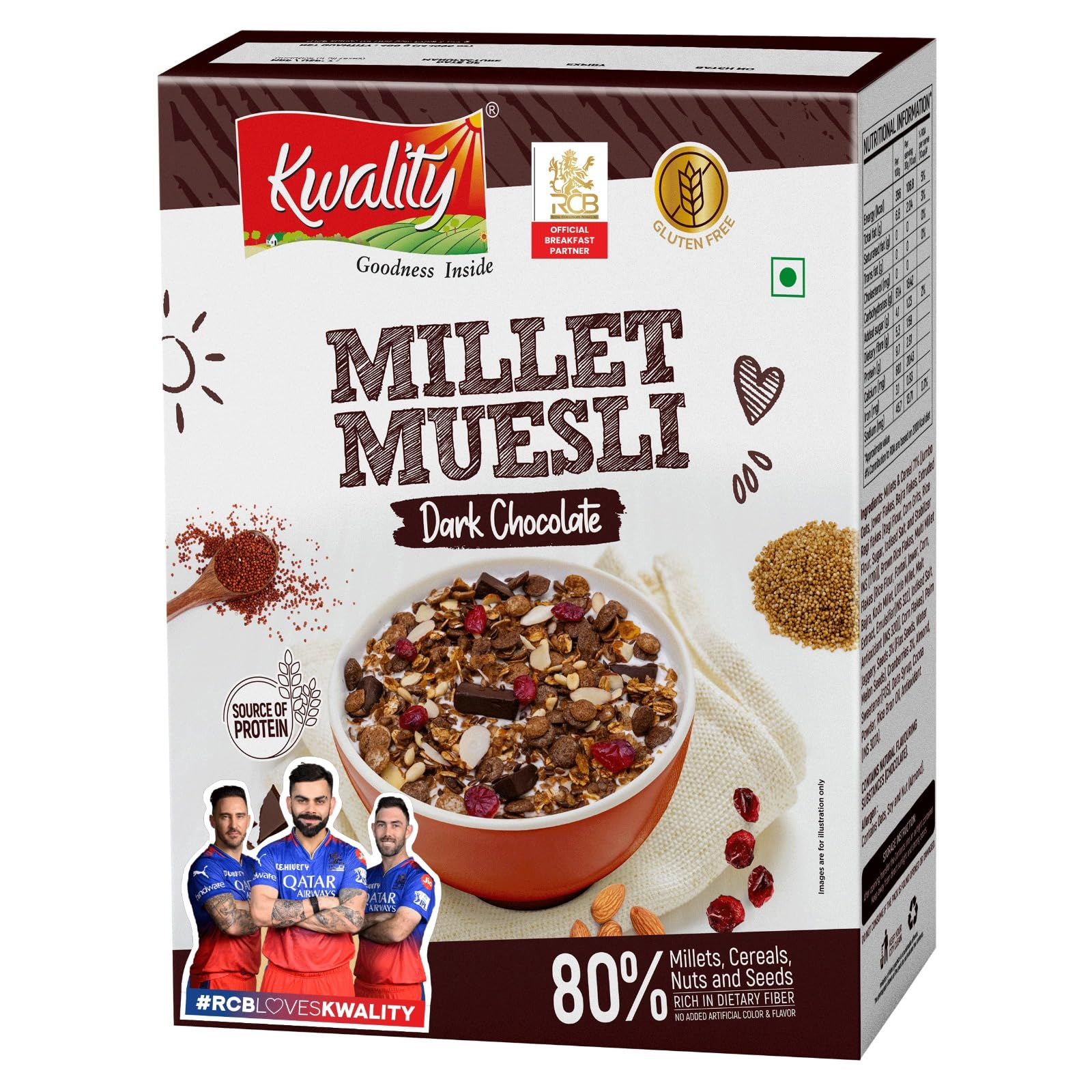 Kwality Millet Muesli Dark Chocolate 400g | Gluten-Free Bliss with Whole Millet, Fiber, Protein | Naturally Sweetened | Free from Additives, Preservatives | Nutrient-Rich Goodness. (B0CHS6R3HT) Amazon Price History, Amazon Price Tracker