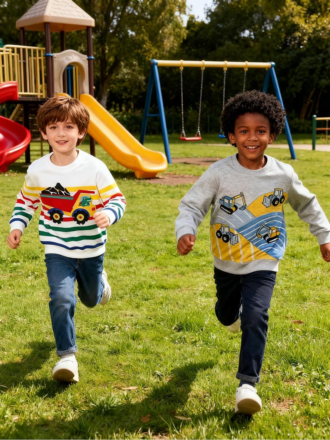 Toddler Boy Long Sleeve Sweatshirt 2-6Y Boys Cotton Sweat Shirt Kids Dinosaur Truck Print Sweater Pullover Tops - Image 2