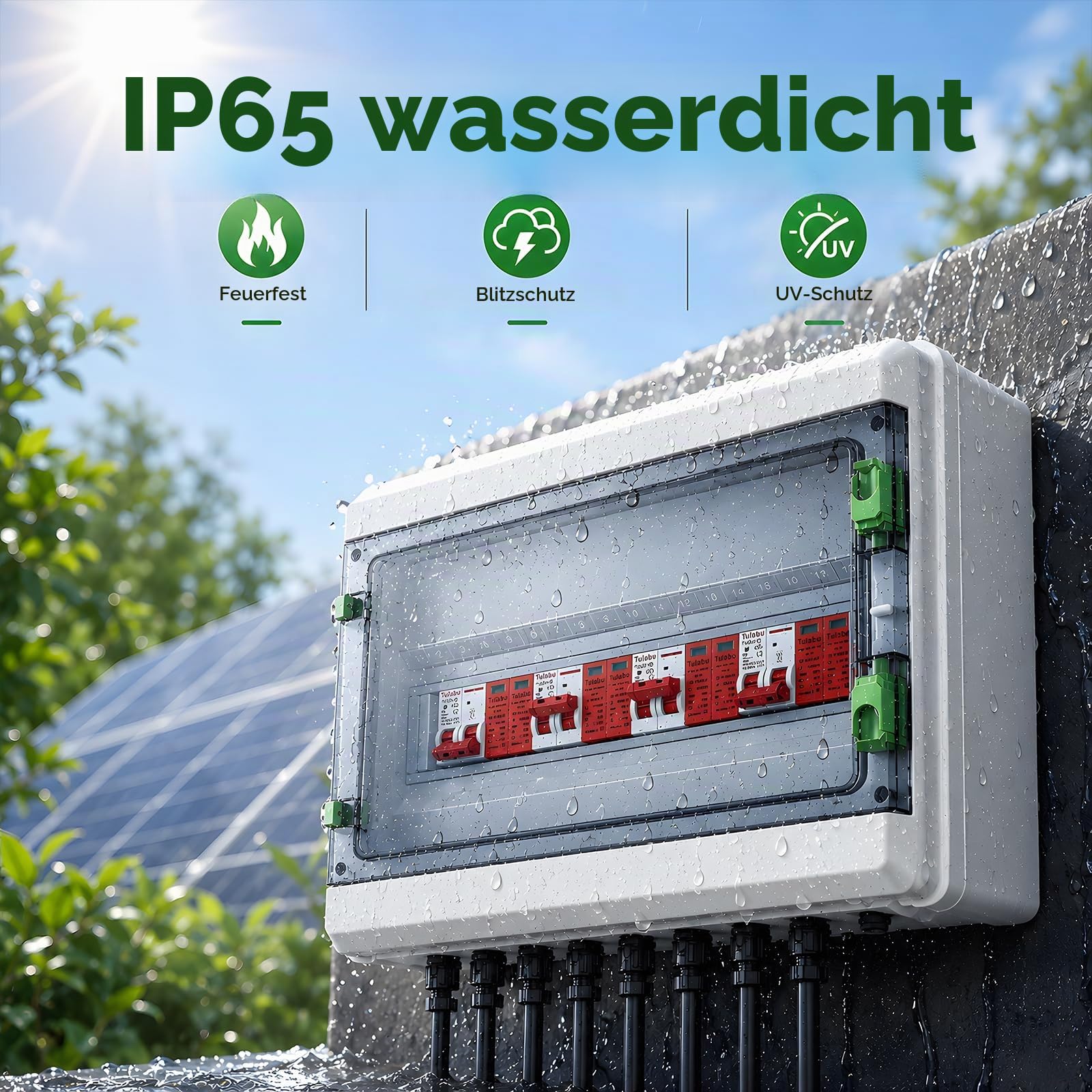 Überspannungsschutz PV, DC 40A/1000V 4 in 4 out Trennschalter Blitzschutz Leitungsschutzschalter 4 String 1000V DC 40A 20-40KA IP65 Wasserdicht Solar Anschlusskasten für Photovoltaik PV Anlage