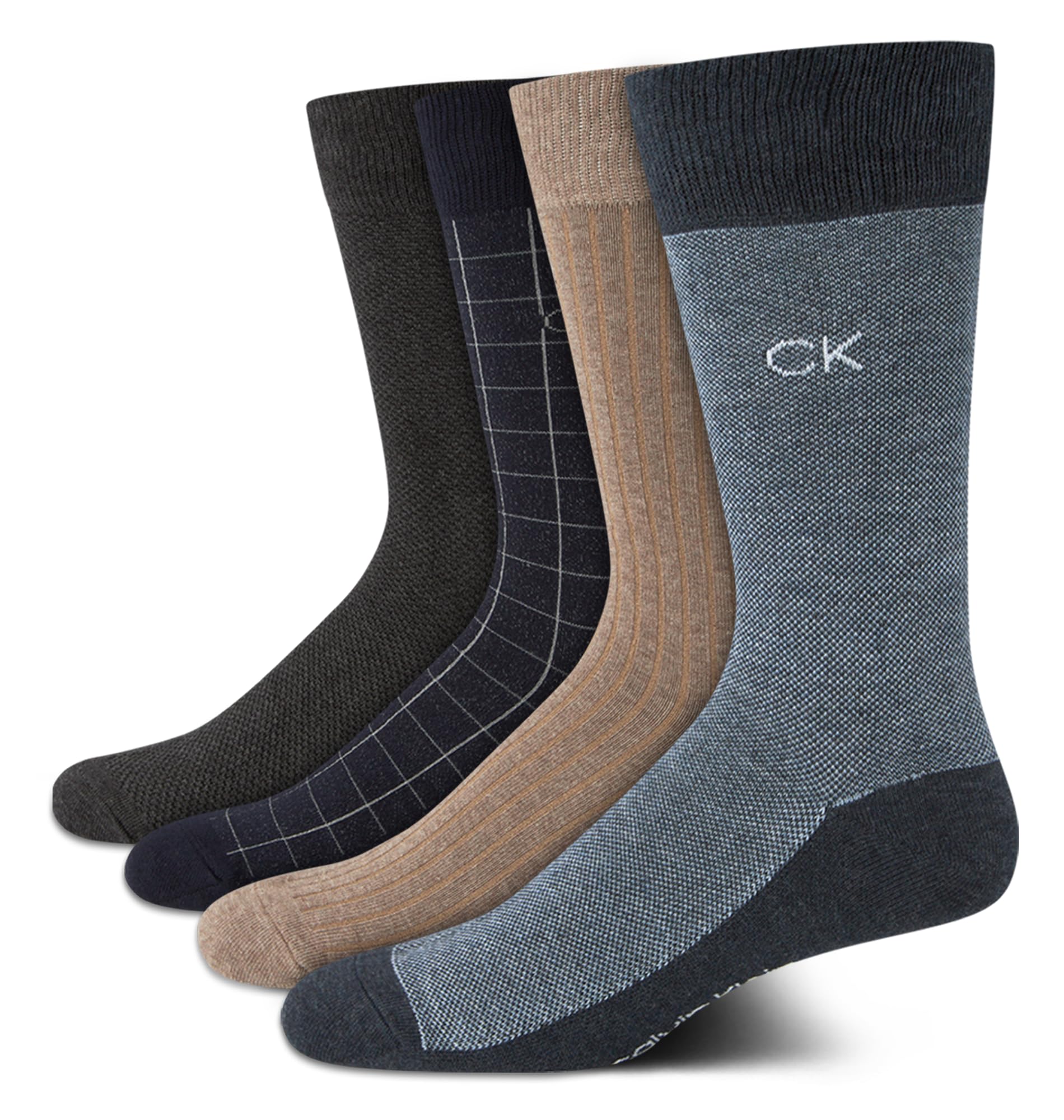Calvin Klein Men's Dress Socks - 4 Pack Soft Comfort Cotton Blend Stay Up Cuff Crew Socks - Dress Socks for Men (7-12)