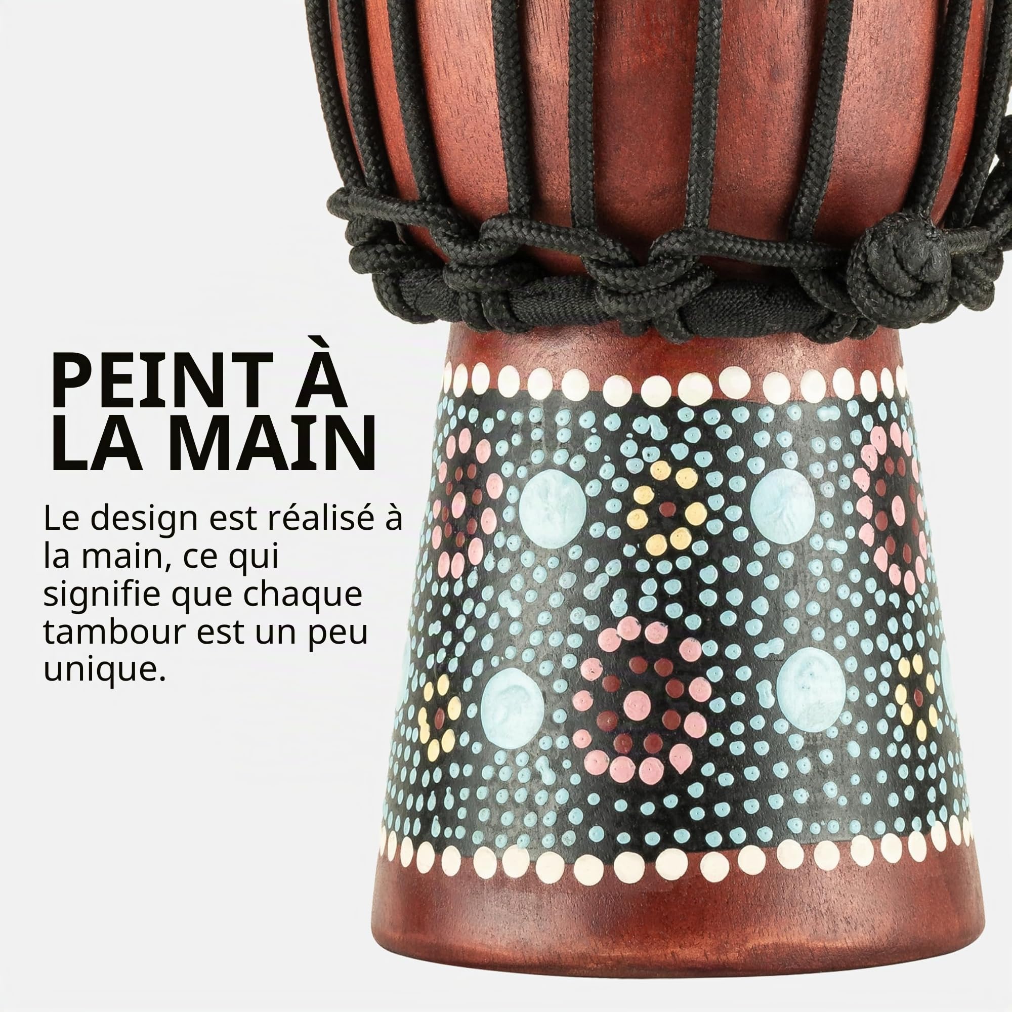 Meinl Percussion African Mini Djembe – Percussion à Main Extra Petite – Avec Peau de Chèvre – Diamètre 4,5 pouces – Acajou, Multicolore (HDJ8-XXS)