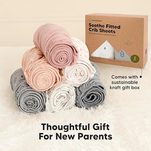 Vista 279 de KeaBabies - Juego de 2 sábanas orgánicas, unisex, suaves, 52 x 28 pulgadas, diseño neutro, de algodón jersey transpirable, con estampados adorables