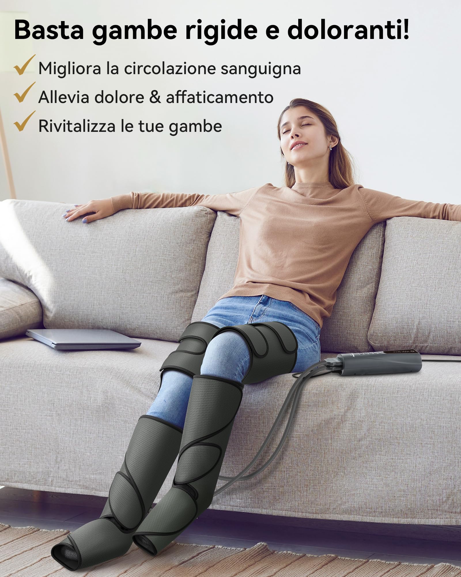 FIT KING Pressoterapia per Casa, Massaggiatore Gambe, Circolazione Sanguigna, Allevia Dolori Muscolari, Ideale per Ufficio, Anziani e Sportivi (Piedi, Polpacci e Cosce)