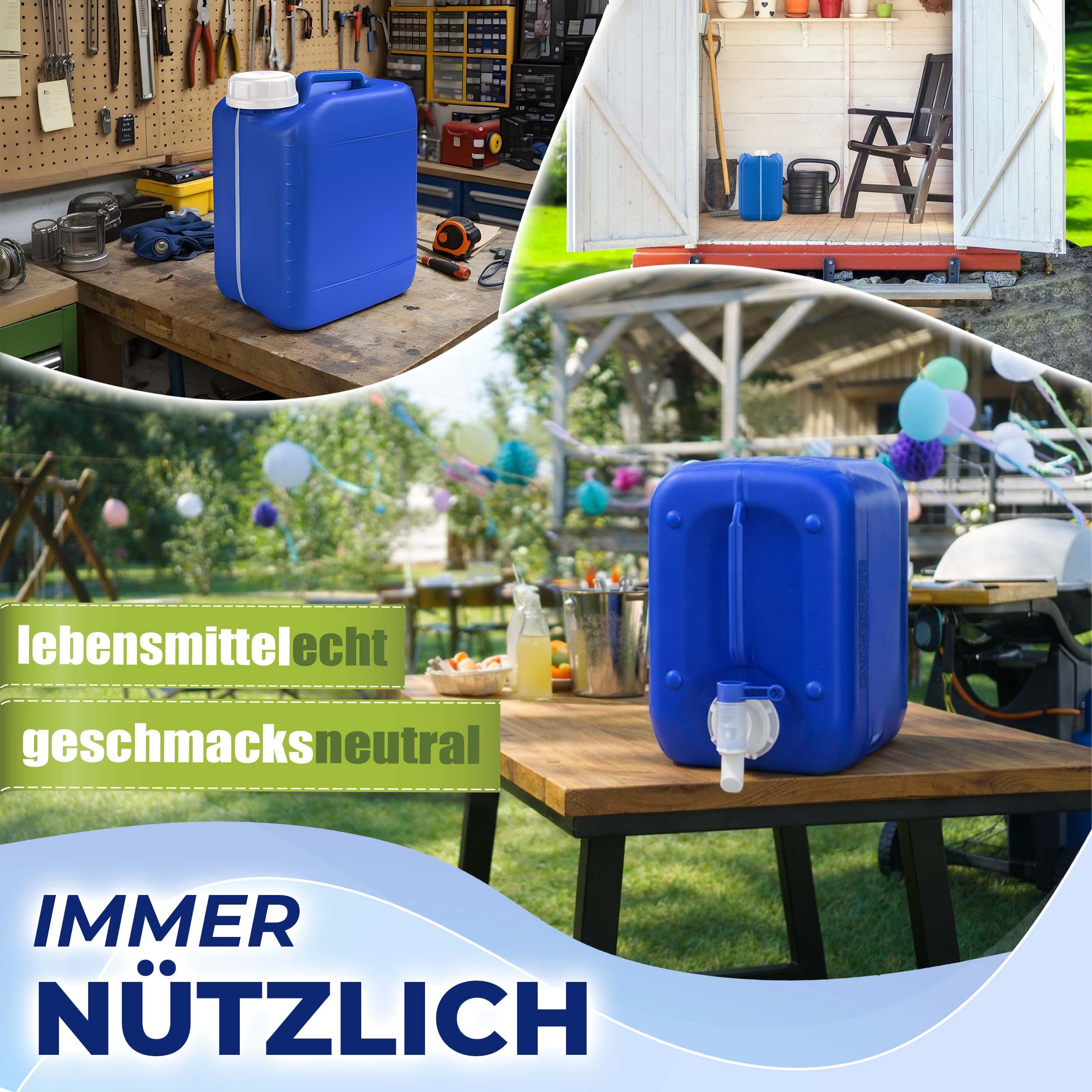10L Wasserkanister, BPA frei lebensmittelecht, Kanister Made in Germany | Kosmetex Wasser Kanister 10 Liter für Camping, Garten, Gewerbe & Haushalt, Robust, Geschmacksneutral für Wasser & Getränke