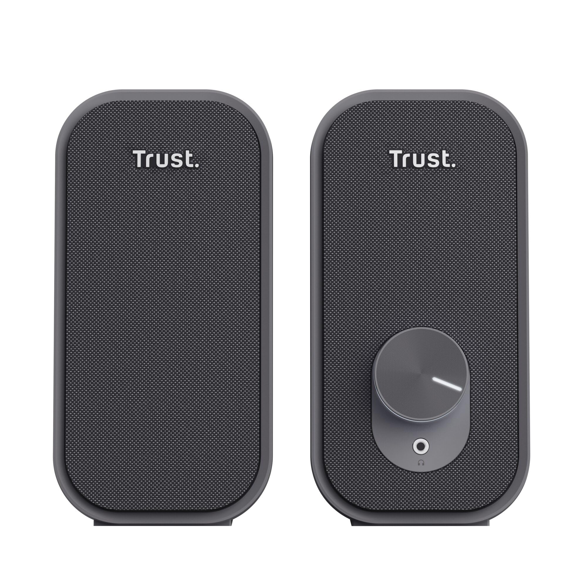 Trust Orada Casse PC USB 2.0 12W (6W RMS), Cassa con Connessione Jack Audio 3.5 mm, Collegamento per Cuffie, Anteriore in Tessuto, Altoparlanti PC per Desktop Computer Portatile Mac, Nero