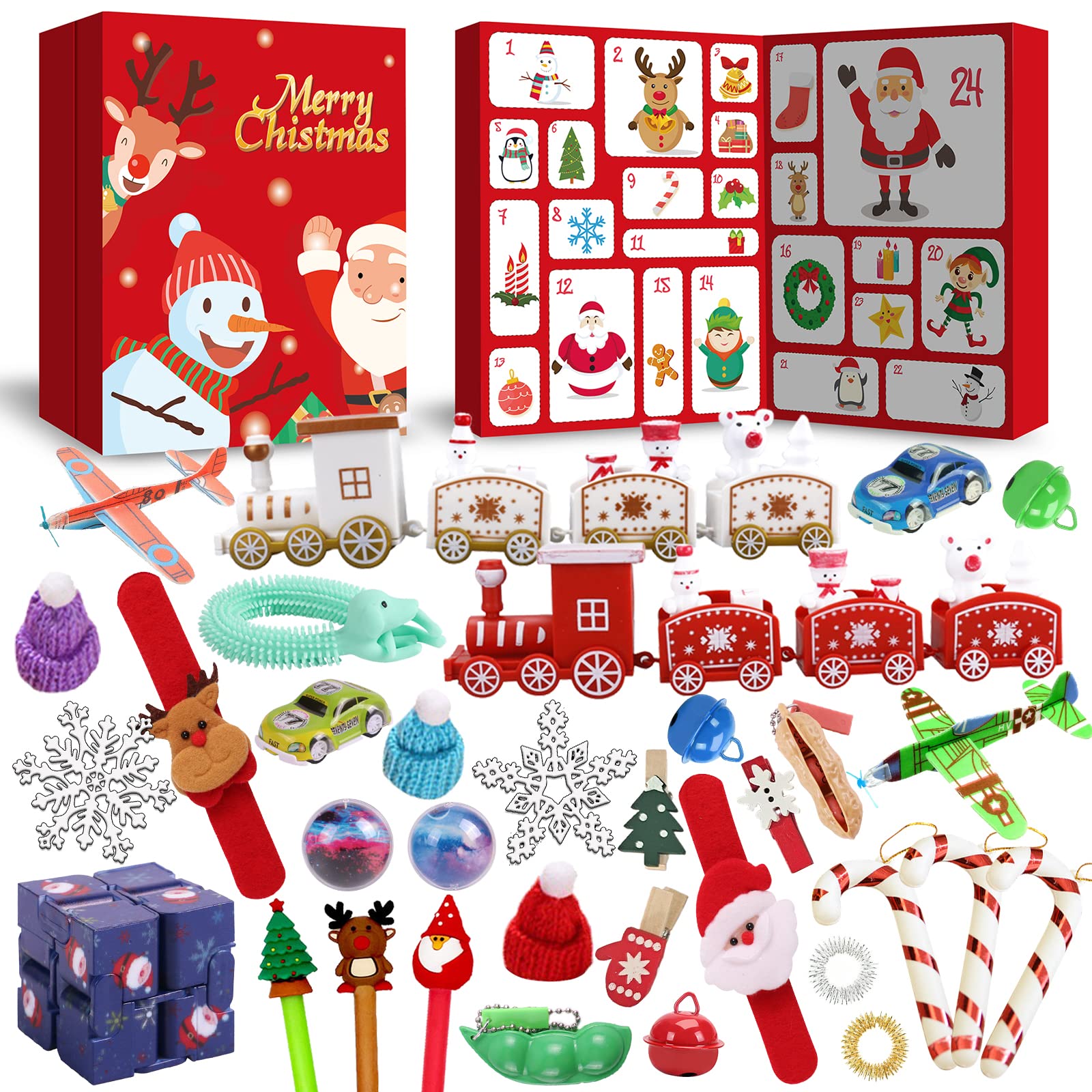 2022 Christmas Advent Calendar, 24DAYS Fidget Countdown Calendar Fidget Toy Box, Sensory Toy Set for Xmas Party Favor (Pack10)