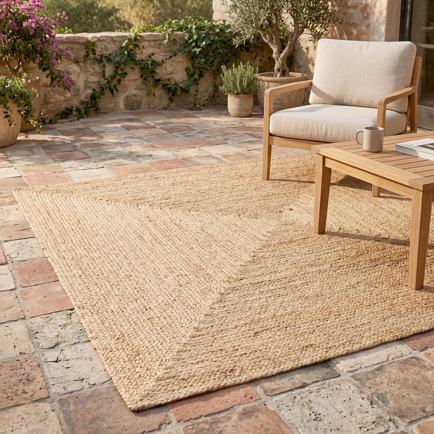 Alfombra de Yute Artesanal 150x150cm Cuadrada