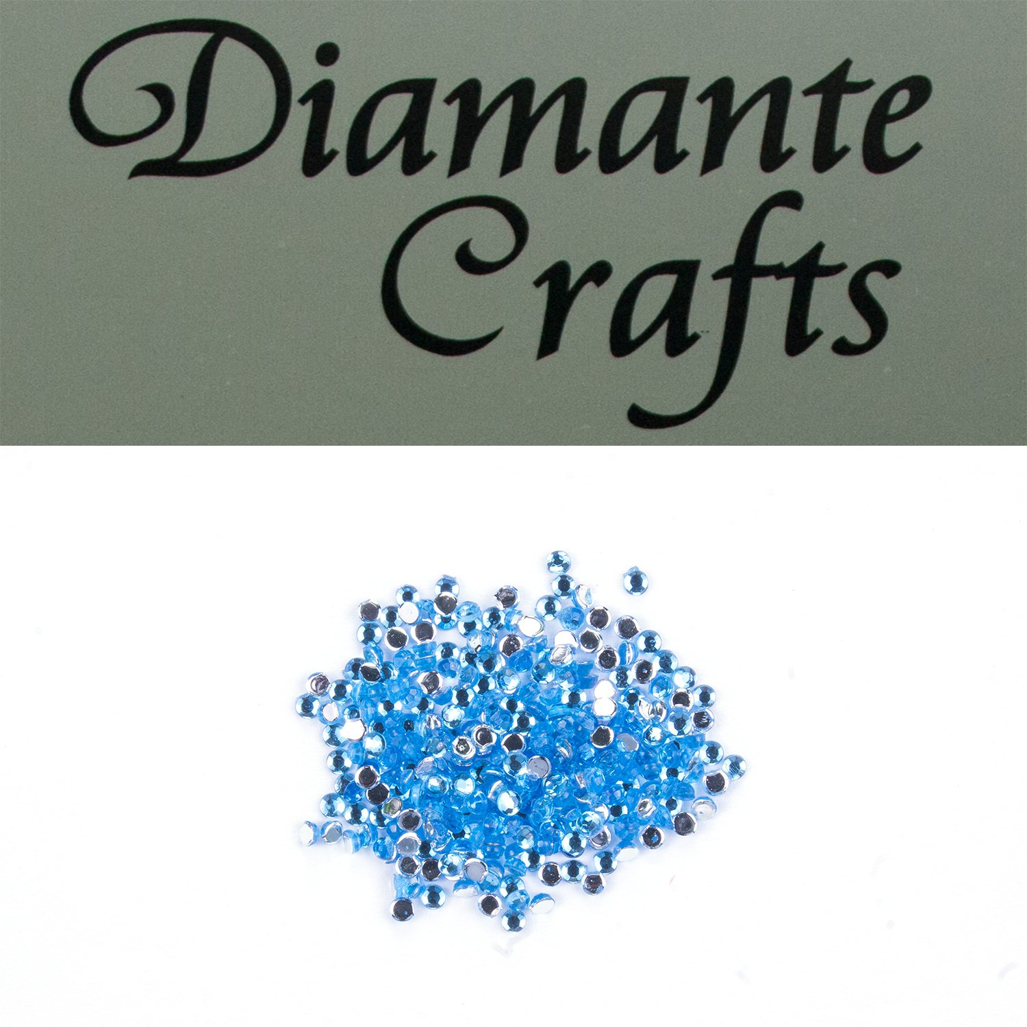 Diamante Crafts 300 x 1mm Diamante Loose Round Flat Back Rhinestone Craft Gems - choose from 19 colours - created exclusively (light blue)