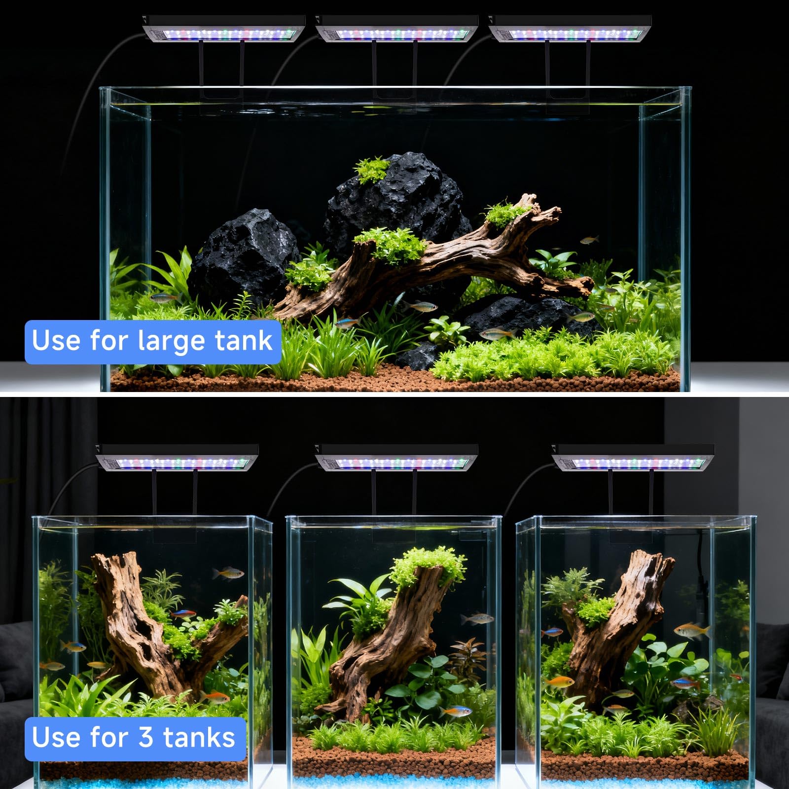 Hygger Clip On Aquarium LED Light 36W Full Spectrum 24/7 DIY 7 Colors Dimmable Fish Tank Light 115-227L