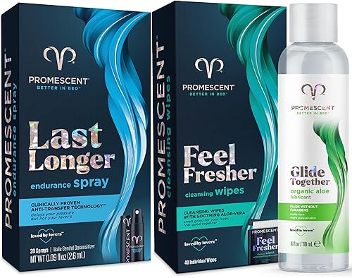 Promescent Delay Spray potenciador sexual para hombres que duren más de 0.1fl oz + lubricante orgánico de aloe para sexo con ingredientes naturales