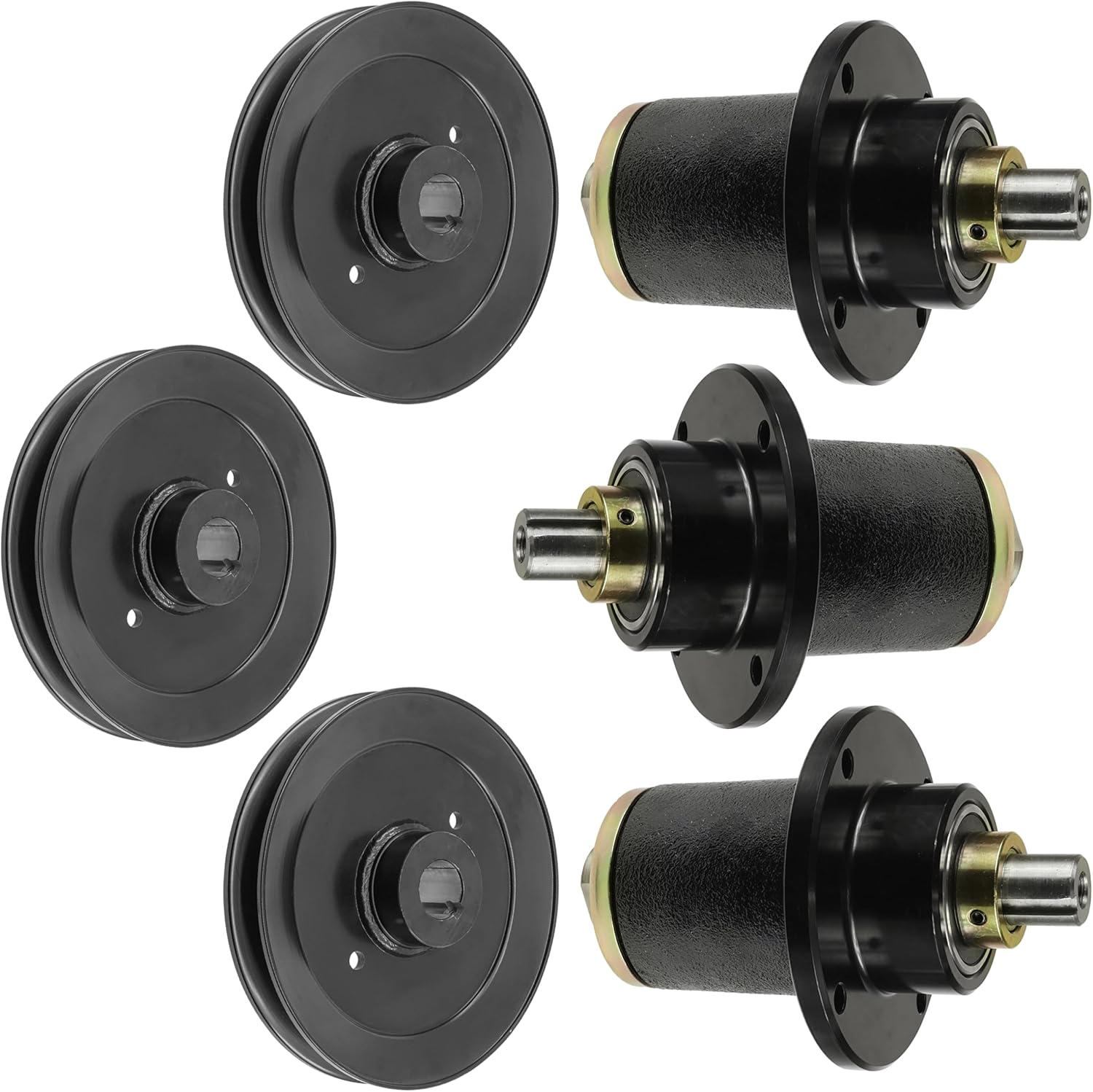 Caltric 72in Deck Spindle and Pulley Compatible with Bad Boy Pup 2007 AOS 72in 2007-2008/037-6015-00 037-6015-50 033-7203-00 Qty 3